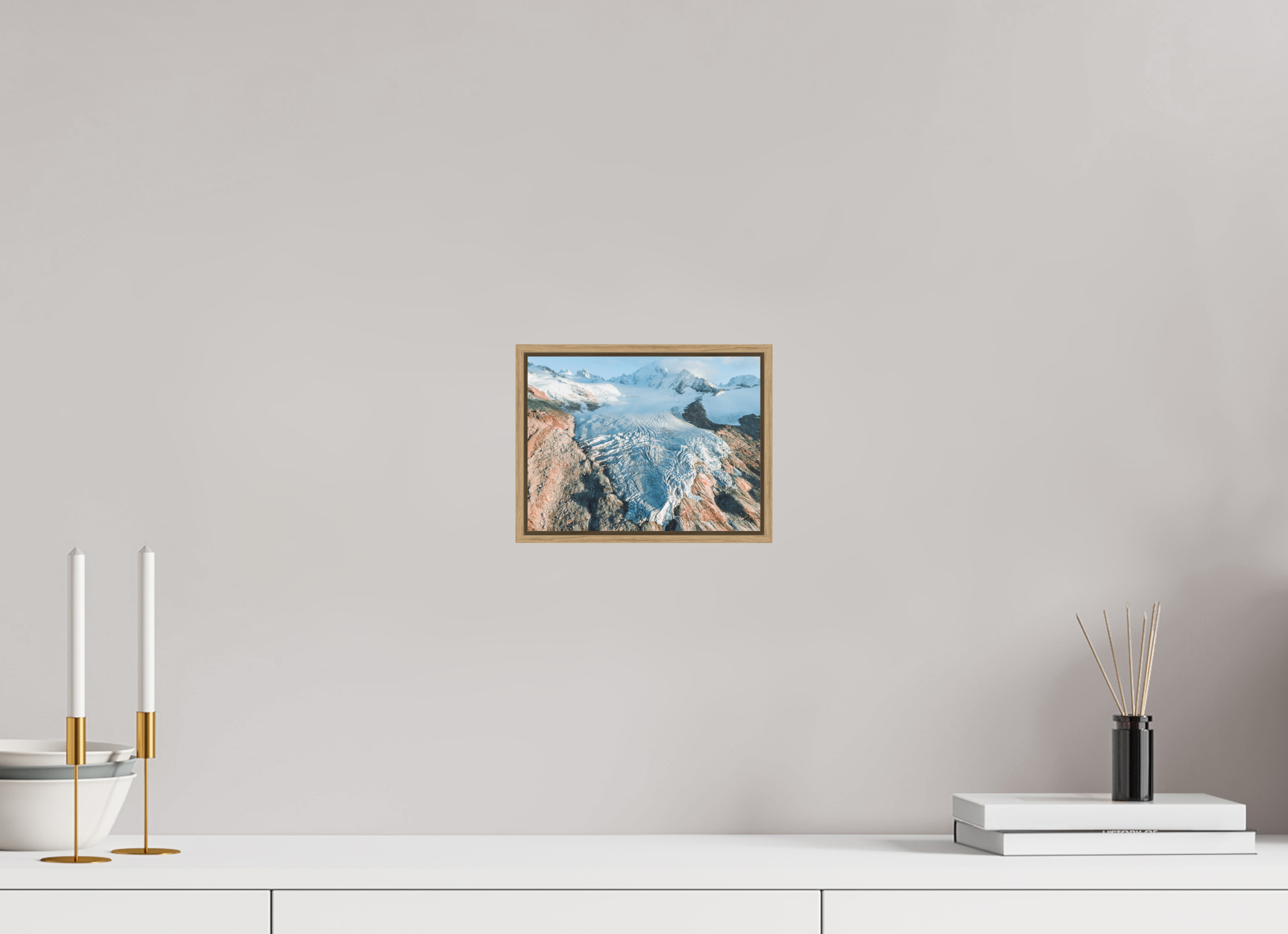 20 x 15 cm, Tirage sous Plexiglas encadré Glacier du Tour – Aube Dorée depuis le Ciel