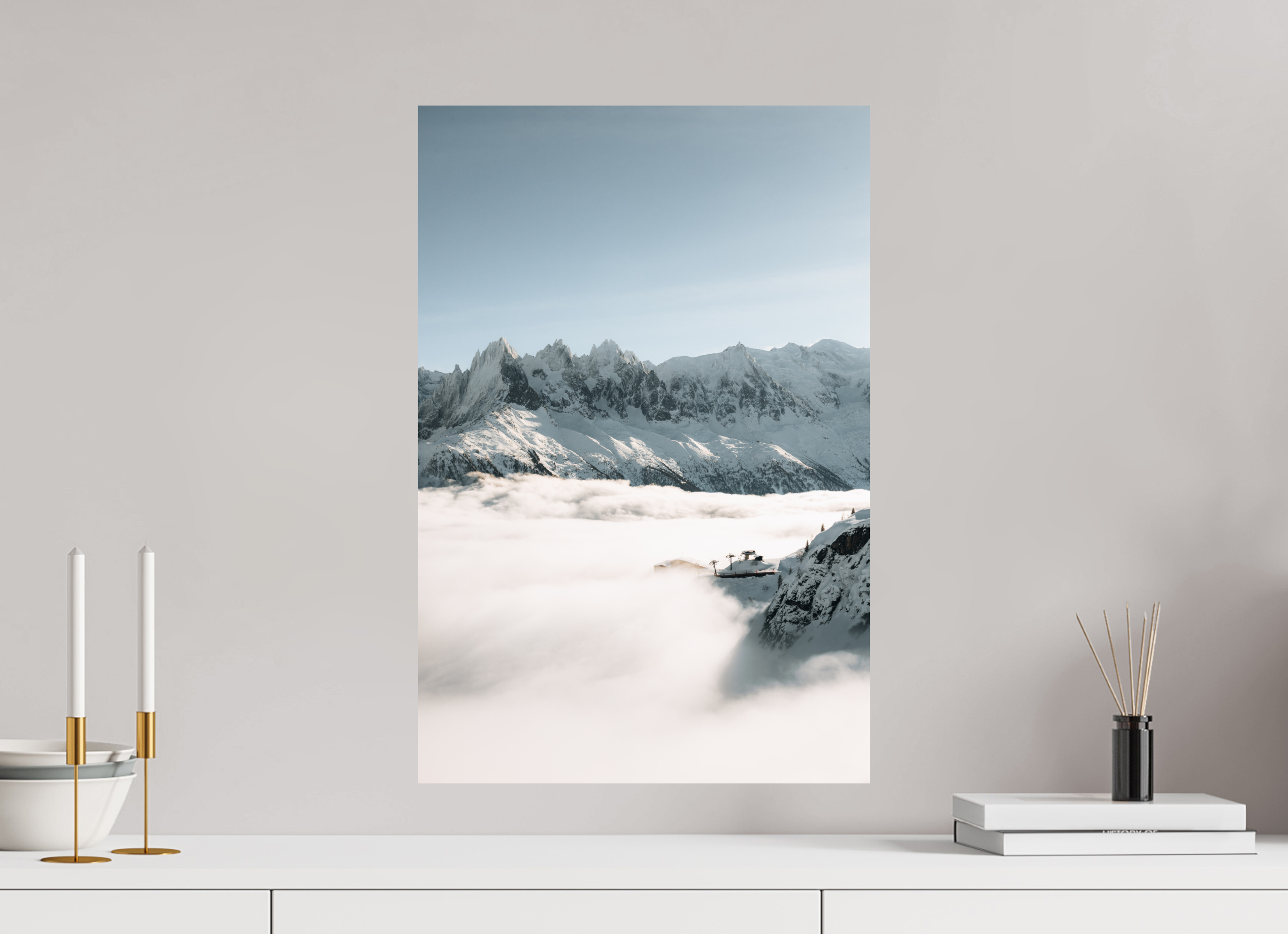 40 x 60 cm, Tirage Fine Art Premium Mer de nuages hivernale sur le massif du Mont-Blanc