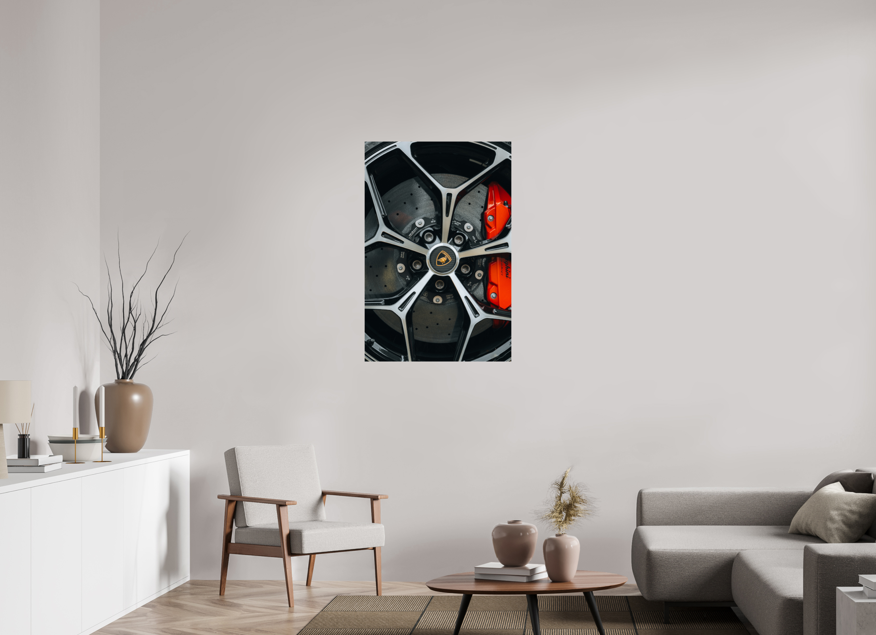70 x 105 cm, Tirage Fine Art Premium Lamborghini – Détail de jante