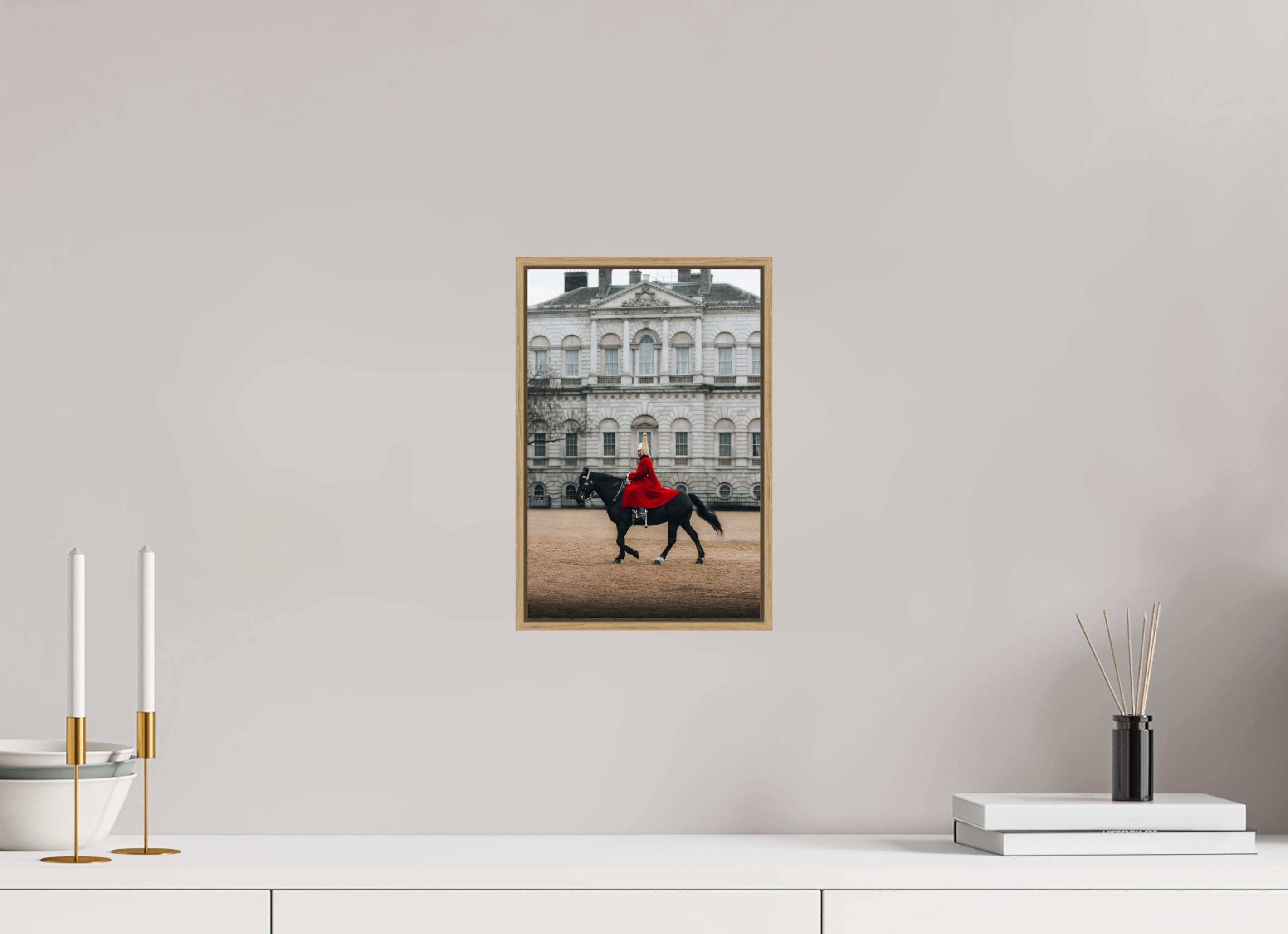 20 x 30 cm, Tirage sous Plexiglas encadré Alignement parfait – Cavalier royal