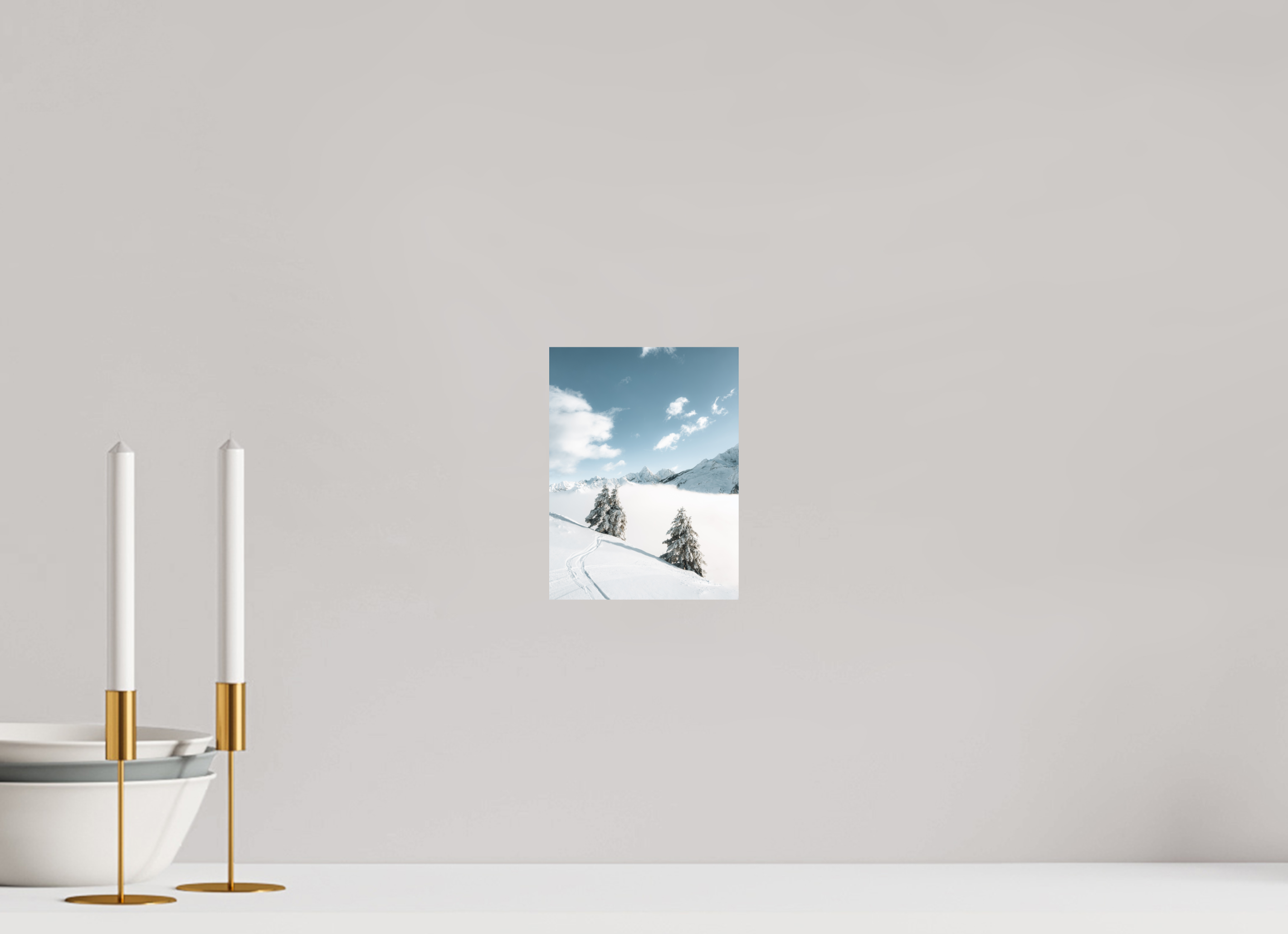 15 x 20 cm, Tirage Fine Art (Papier Mat) Traces dans la poudre – Hiver en montagne