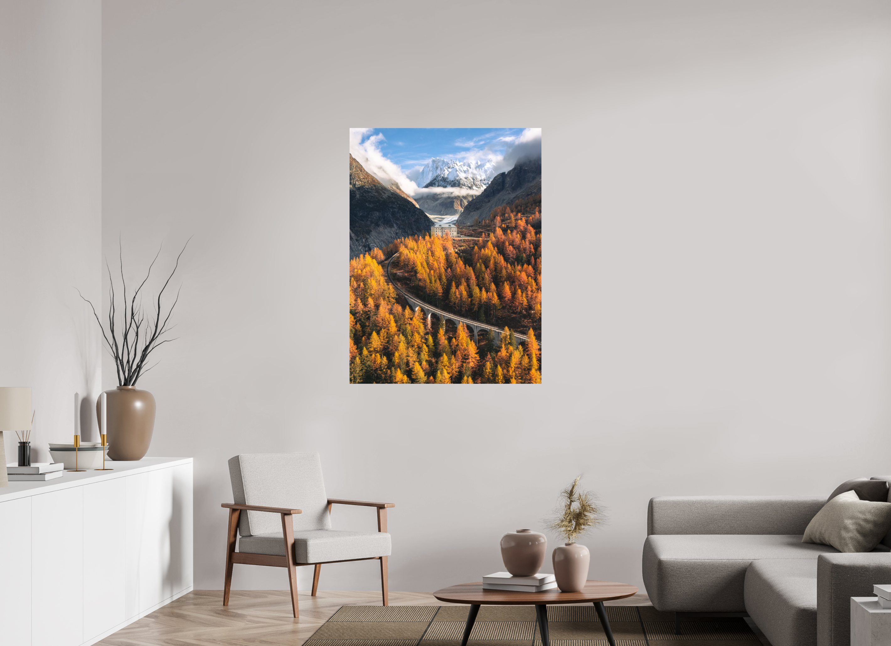 90 x 120 cm, Tirage Fine Art (Papier Mat) Train du Montenvers – Automne en Haute-Savoie