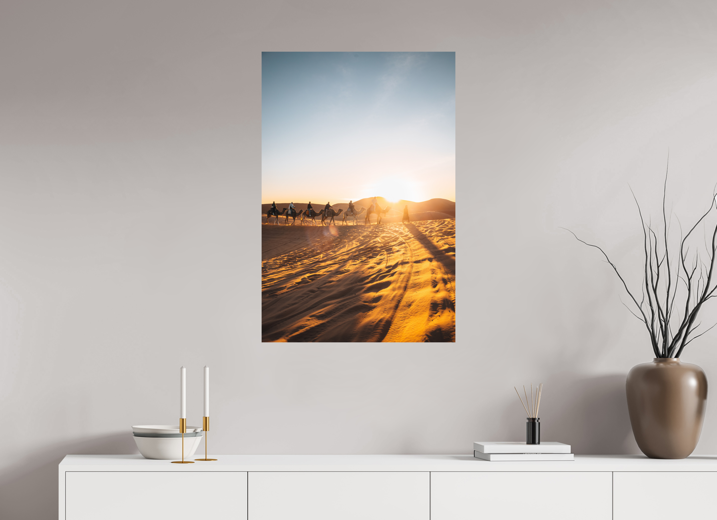 60 x 90 cm, Tirage Fine Art Premium Caravane au lever du soleil – Sahara