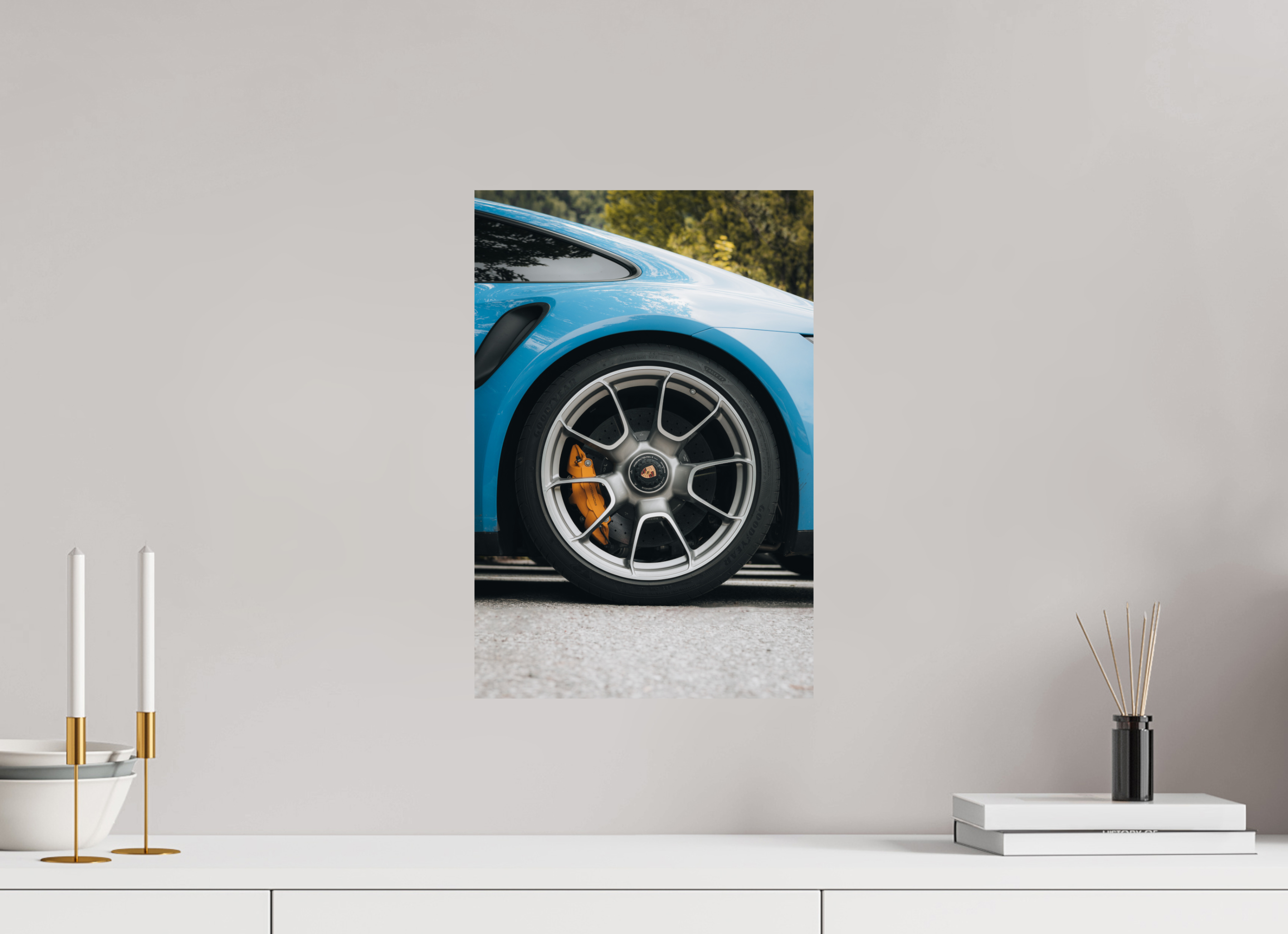 30 x 45 cm, Tirage Fine Art Premium Porsche 911 – Détail mécanique