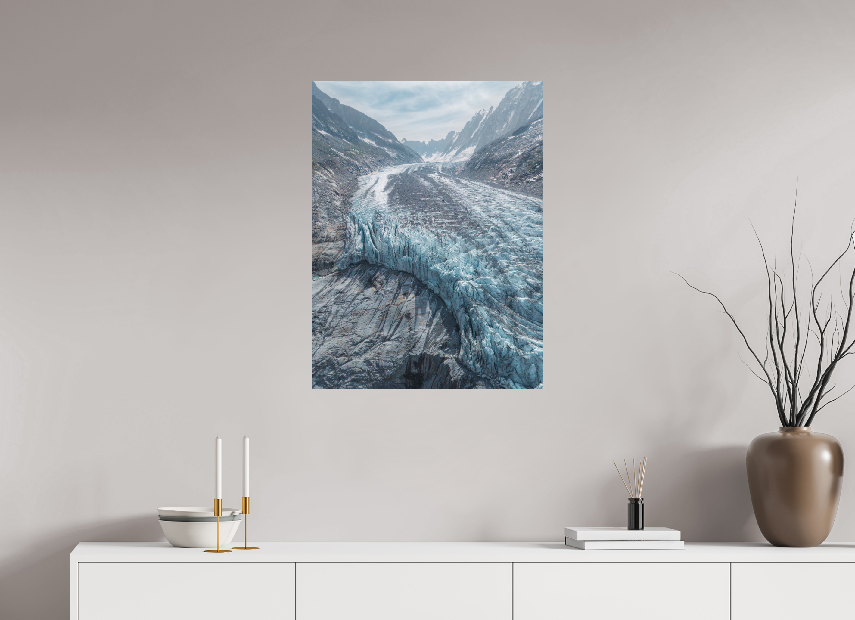 60 x 80 cm, Tirage Fine Art Premium + Courbe Glaciaire – Glacier d’Argentière