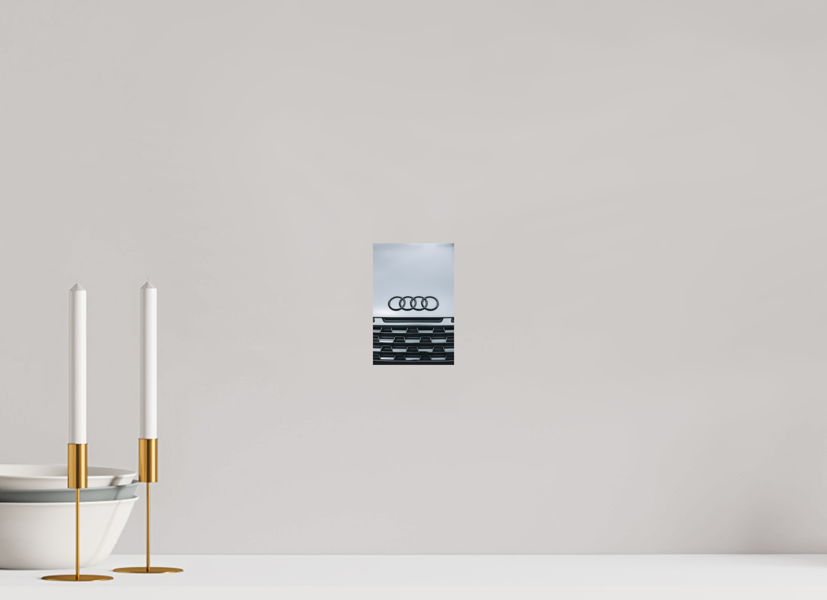 10 x 15 cm, Tirage Fine Art Premium Audi – Emblème en noir