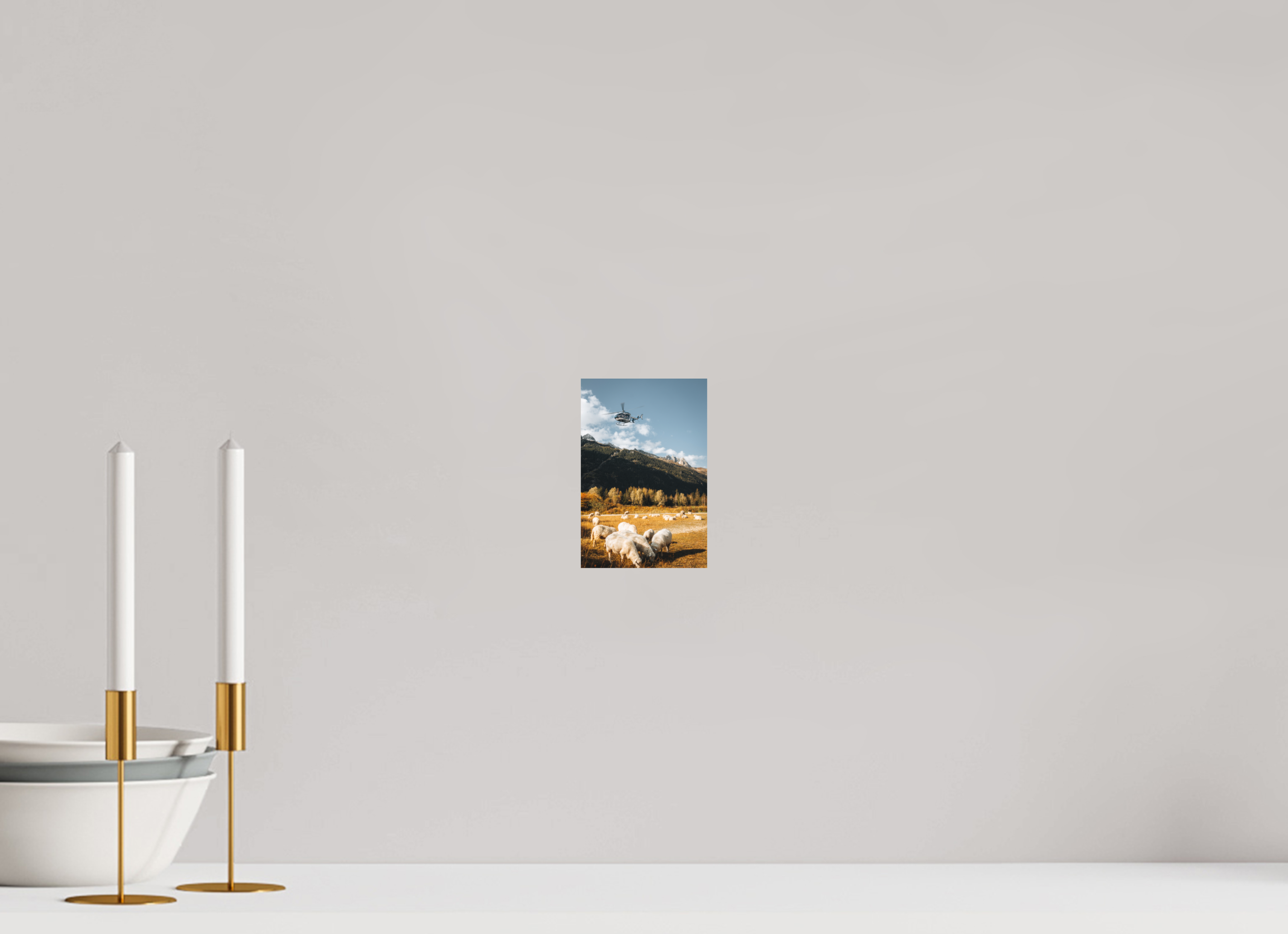 10 x 15 cm, Tirage Fine Art Premium + Moutons au coucher de soleil et intervention aérienne