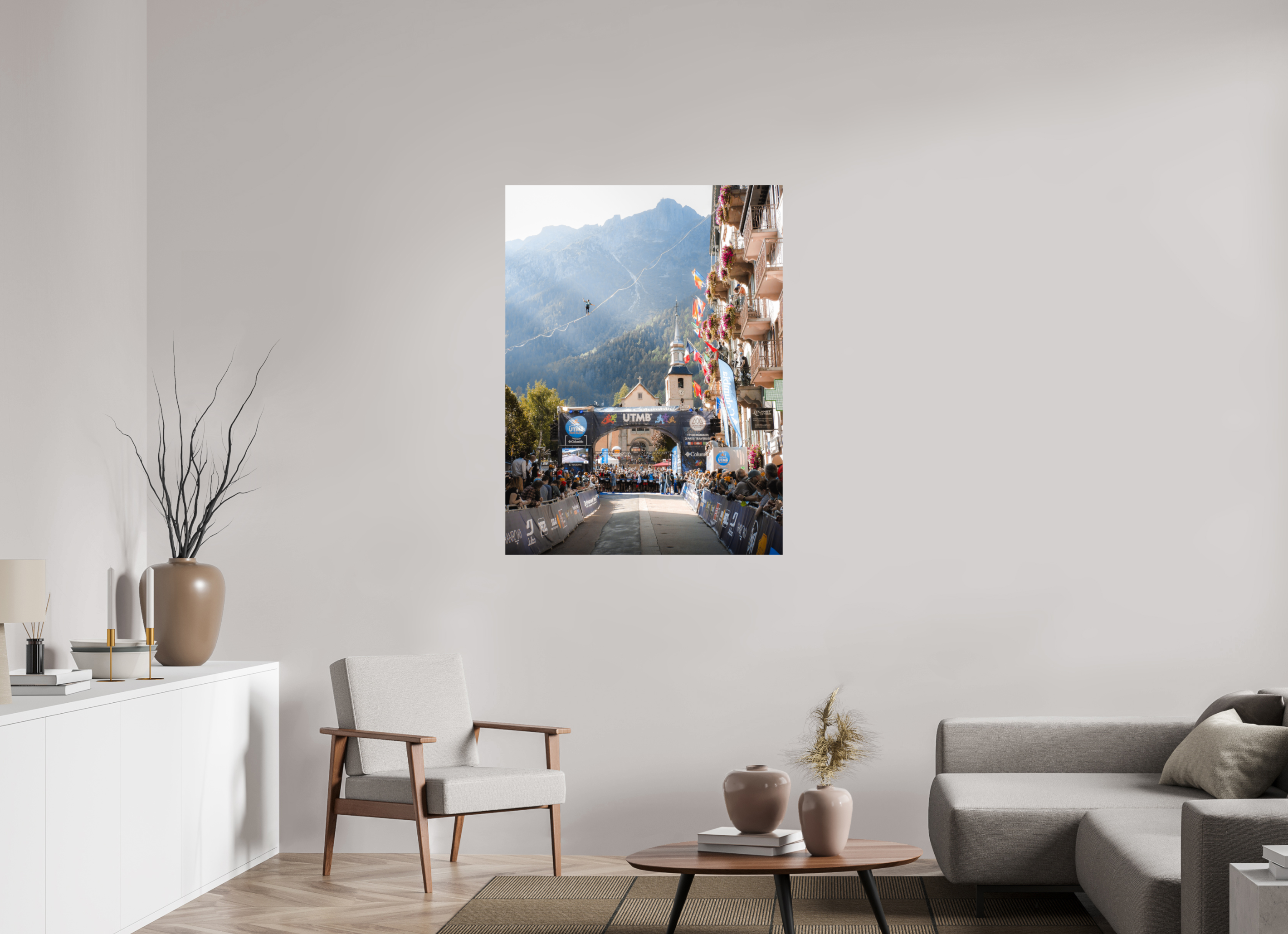 90 x 120 cm, Tirage Fine Art Premium Instant Suspendu – Départ de l’UTMB