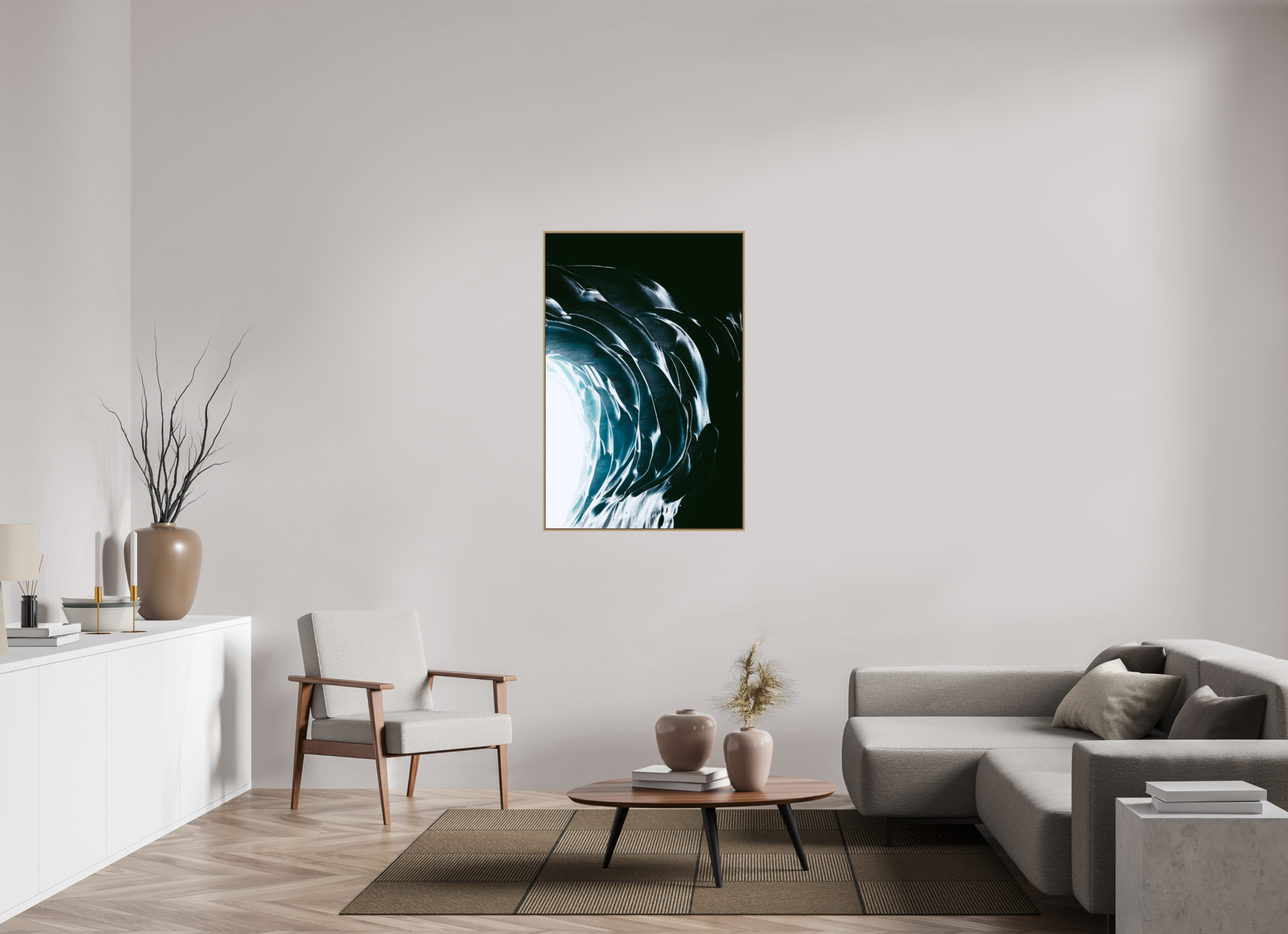 80 x 120 cm, Tirage sous Plexiglas encadré Entrée cristalline de la Mer de Glace