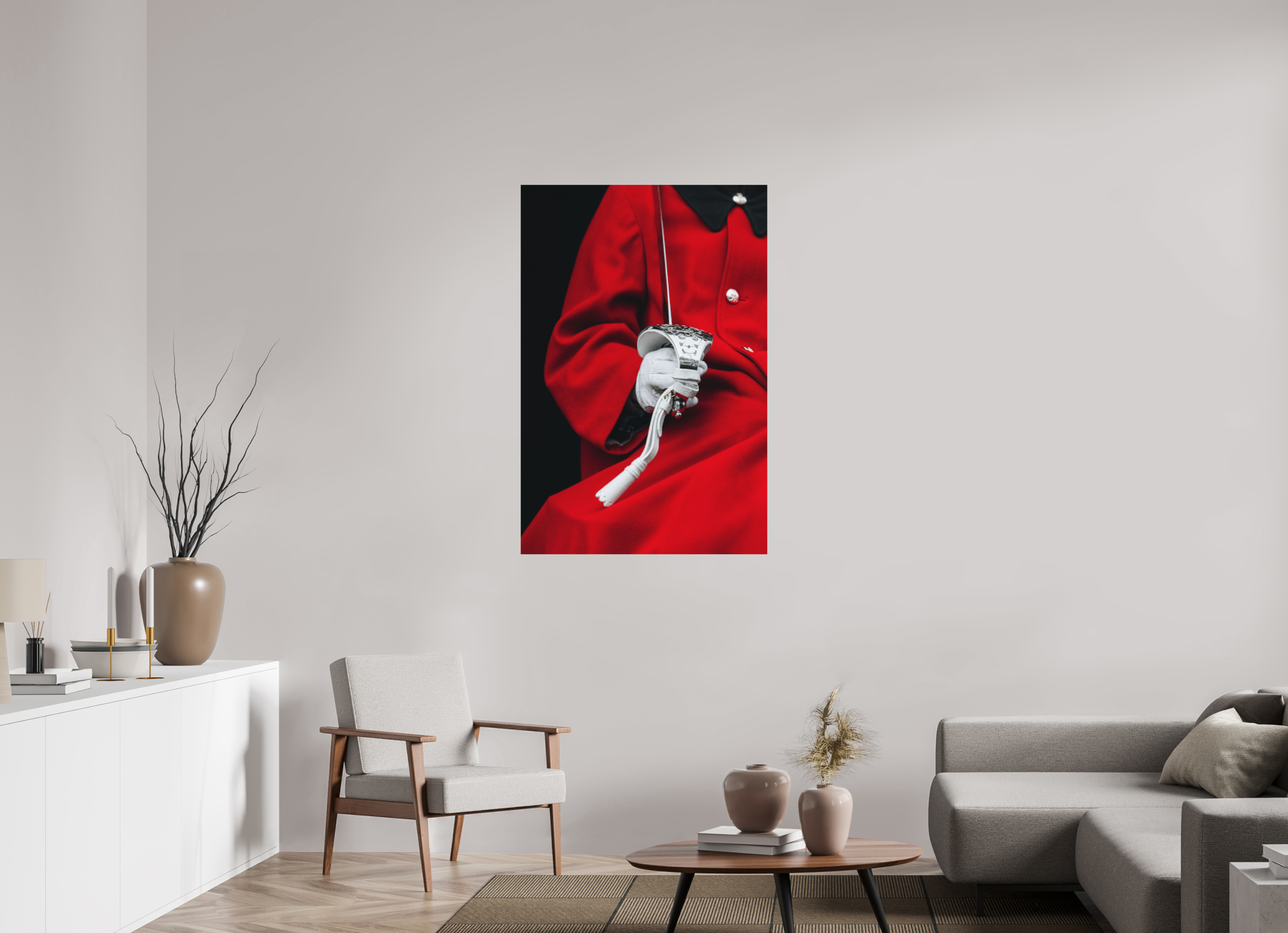 80 x 120 cm, Tirage Fine Art Premium + Élégance en détail – Gant et épée