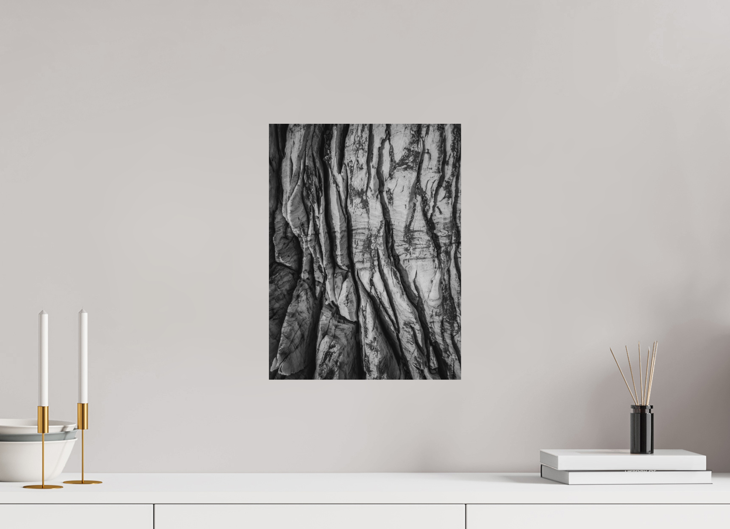 30 x 40 cm, Tirage Fine Art (Papier Mat) Veines de Glace – Glacier du Tour en noir et blanc