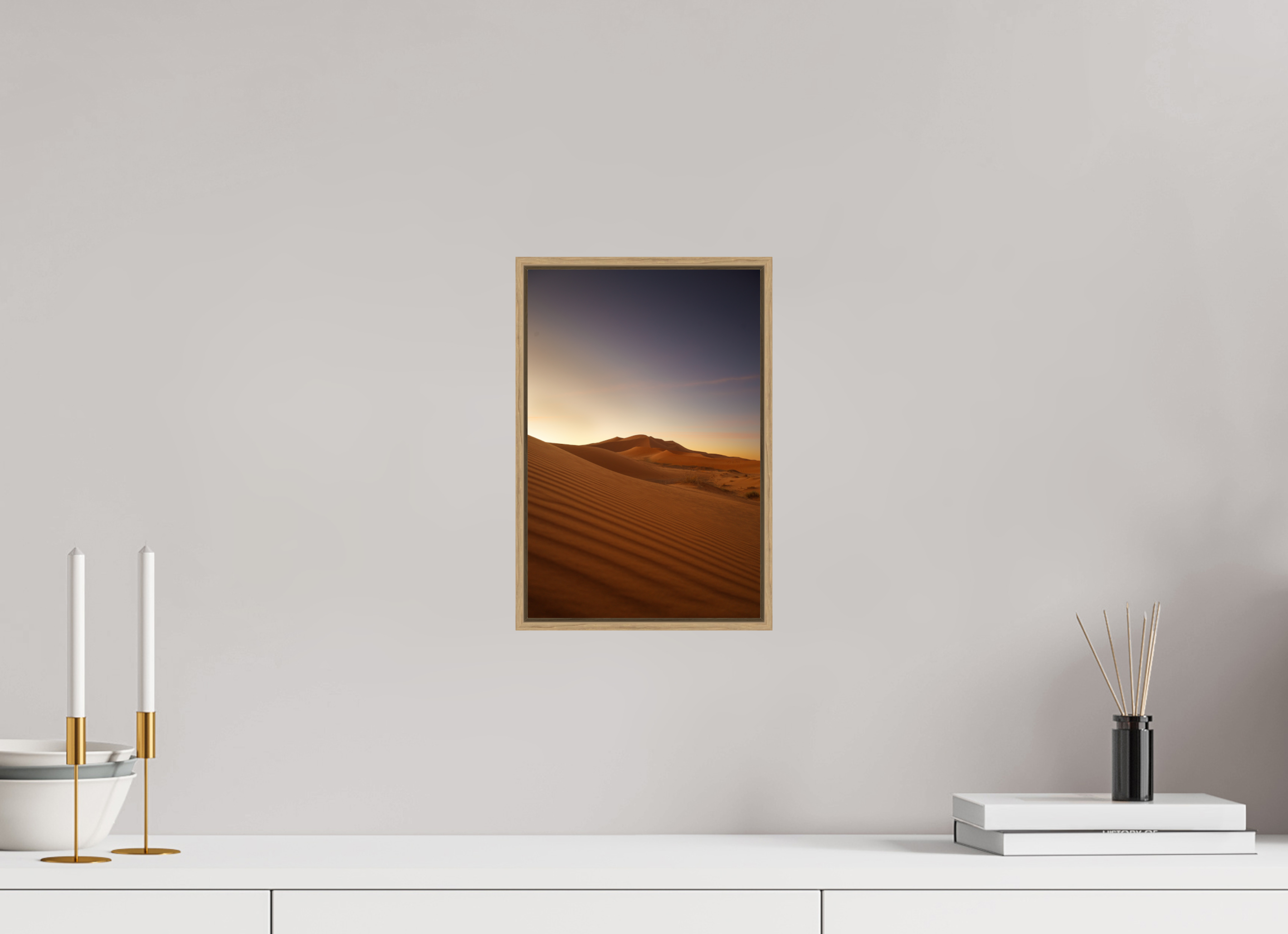 20 x 30 cm, Tirage sous Plexiglas encadré Dune au lever du soleil