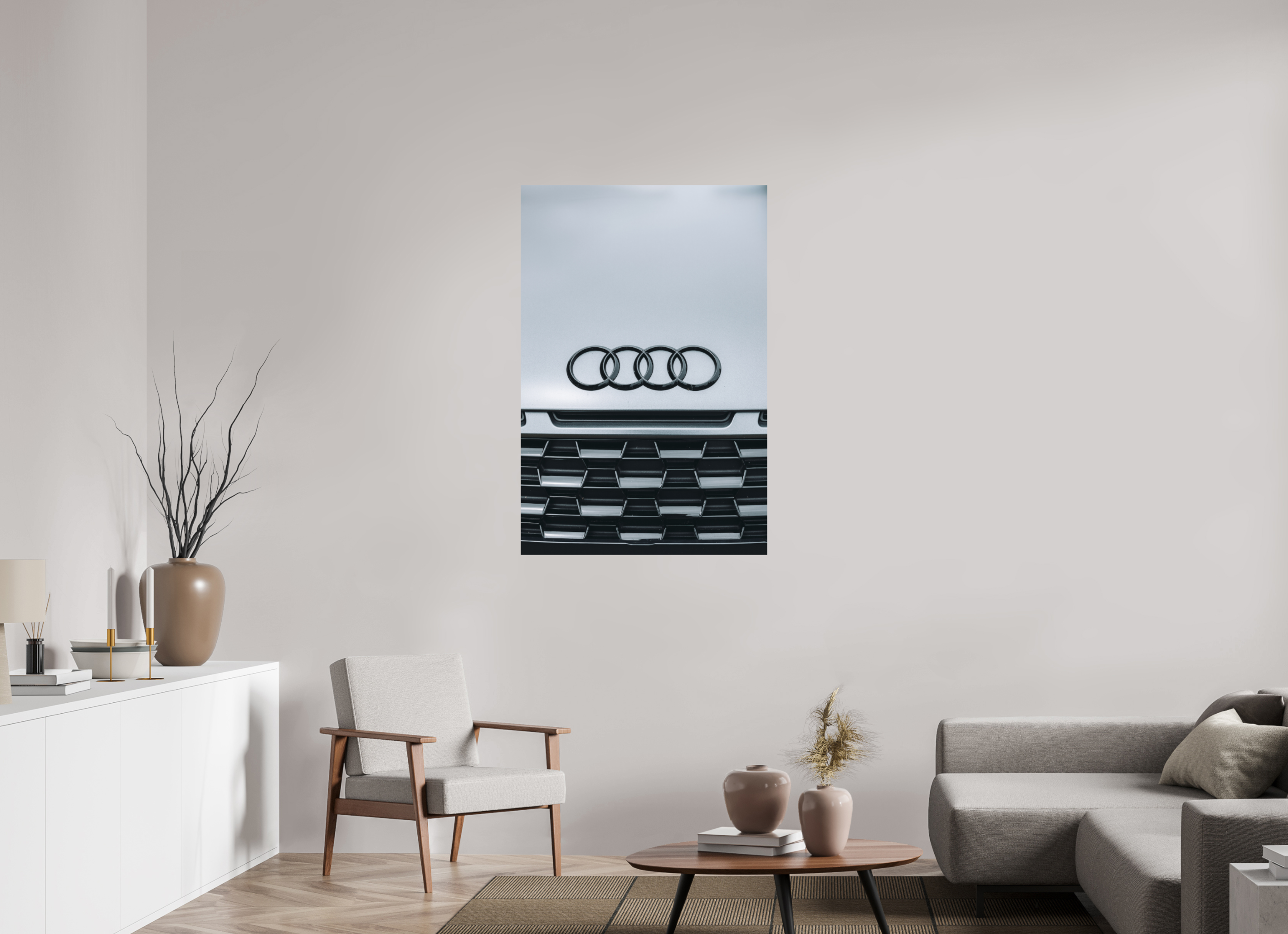 80 x 120 cm, Tirage Fine Art Premium Audi – Emblème en noir