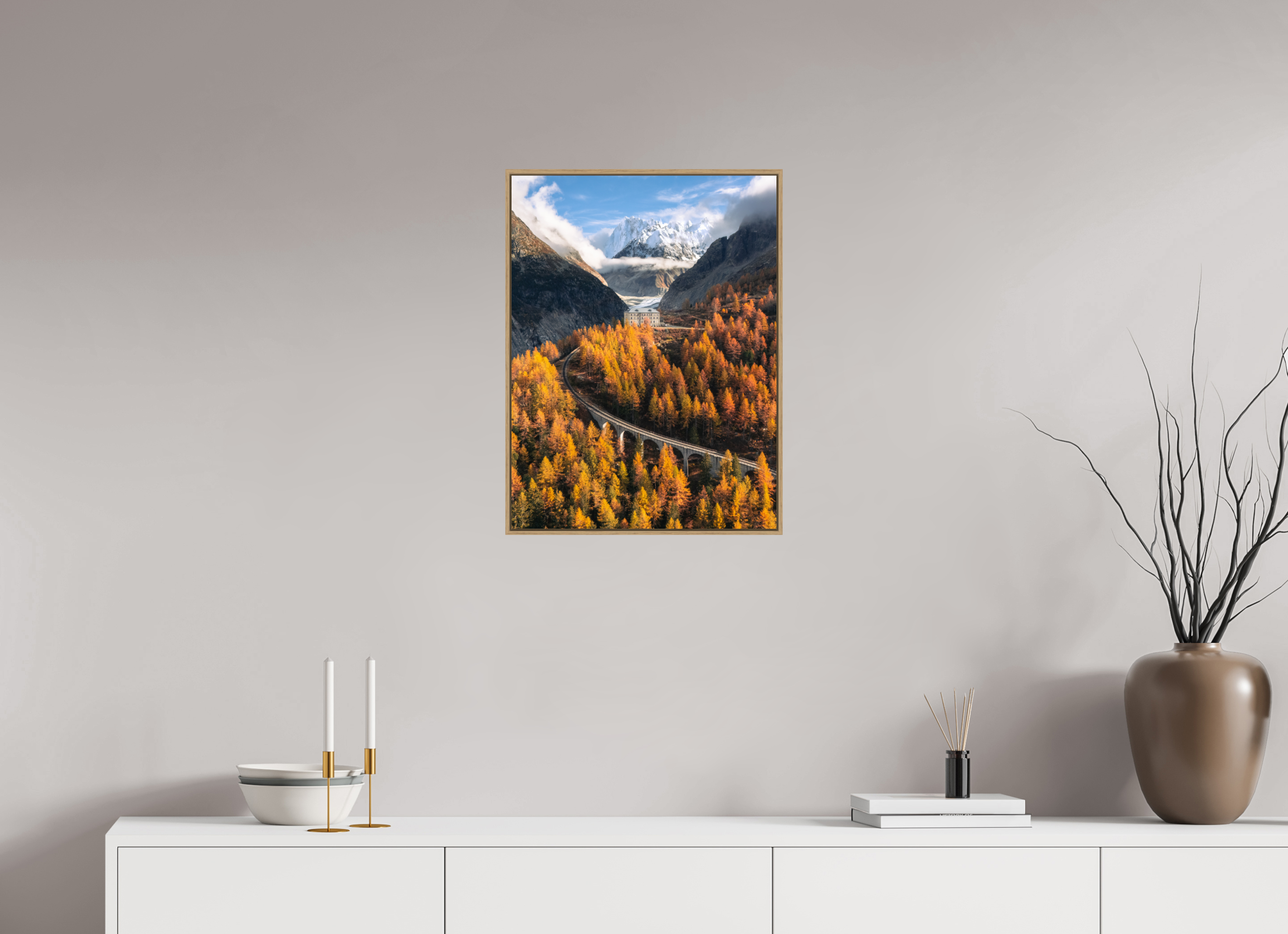 45 x 60 cm, Tirage sous Plexiglas encadré Train du Montenvers – Automne en Haute-Savoie