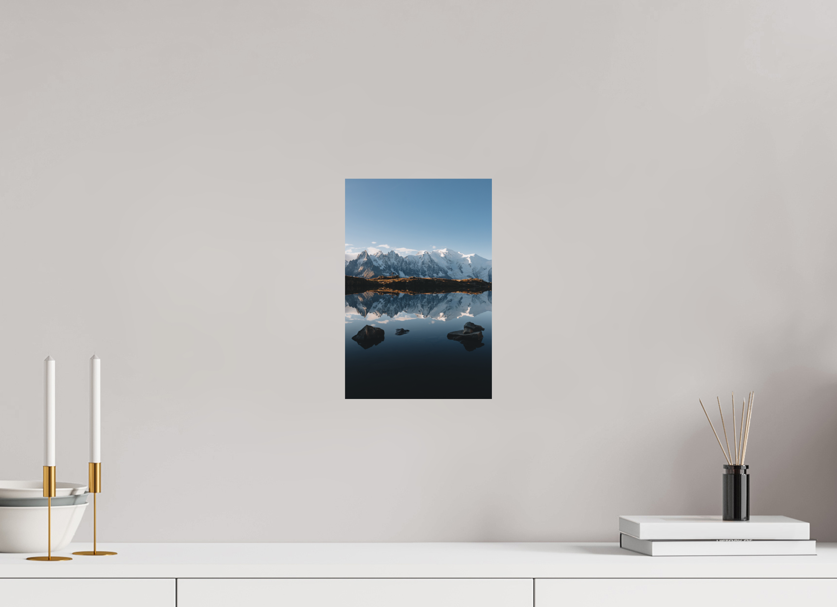 20 x 30 cm, Tirage Fine Art (Papier Mat) Mont-Blanc en miroir sur le lac des Cheserys