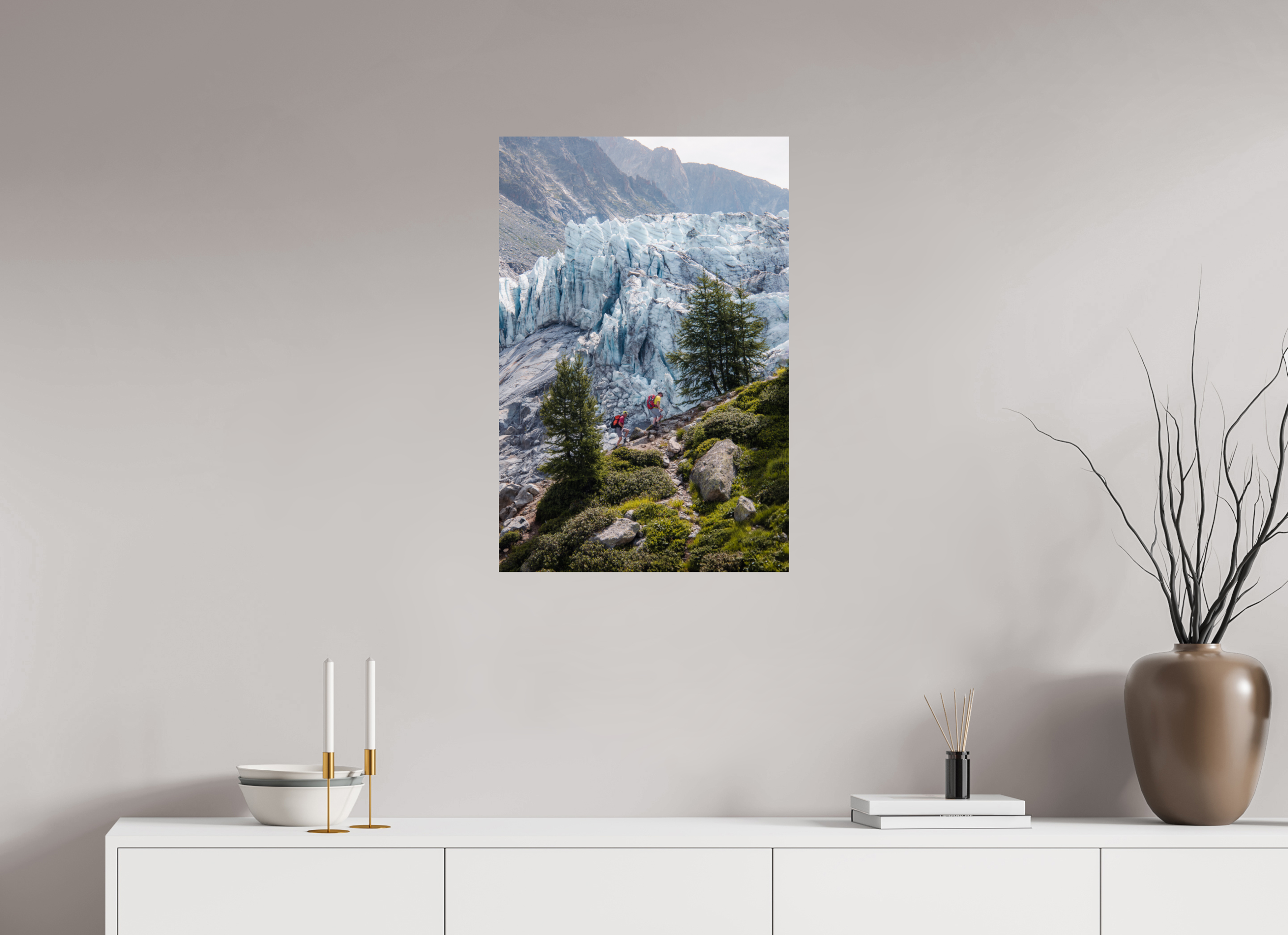 50 x 75 cm, Tirage Fine Art Premium Randonneurs face au Glacier d’Argentière