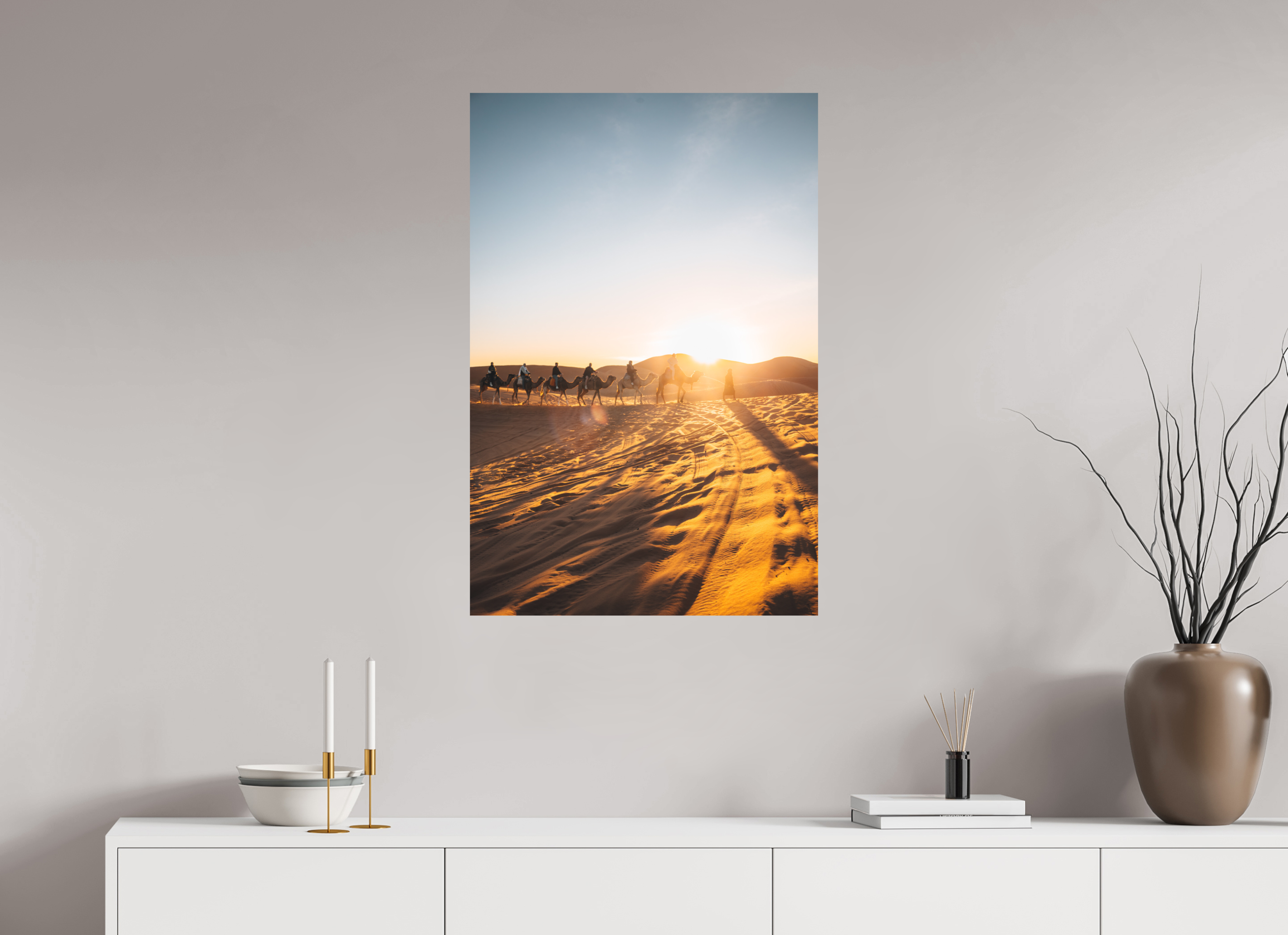 60 x 90 cm, Tirage Fine Art Premium + Caravane au lever du soleil – Sahara