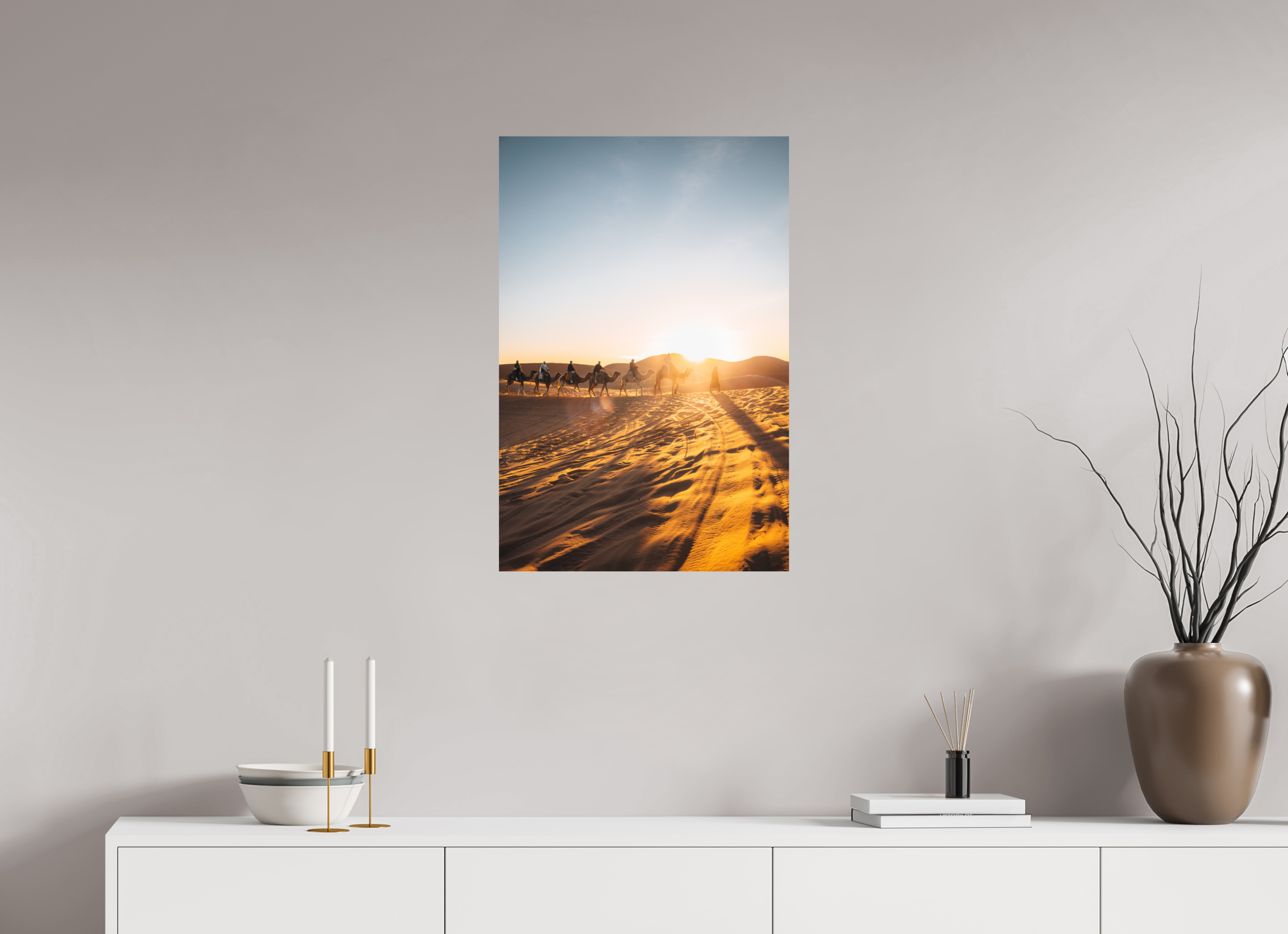 50 x 75 cm, Tirage Fine Art Premium Caravane au lever du soleil – Sahara