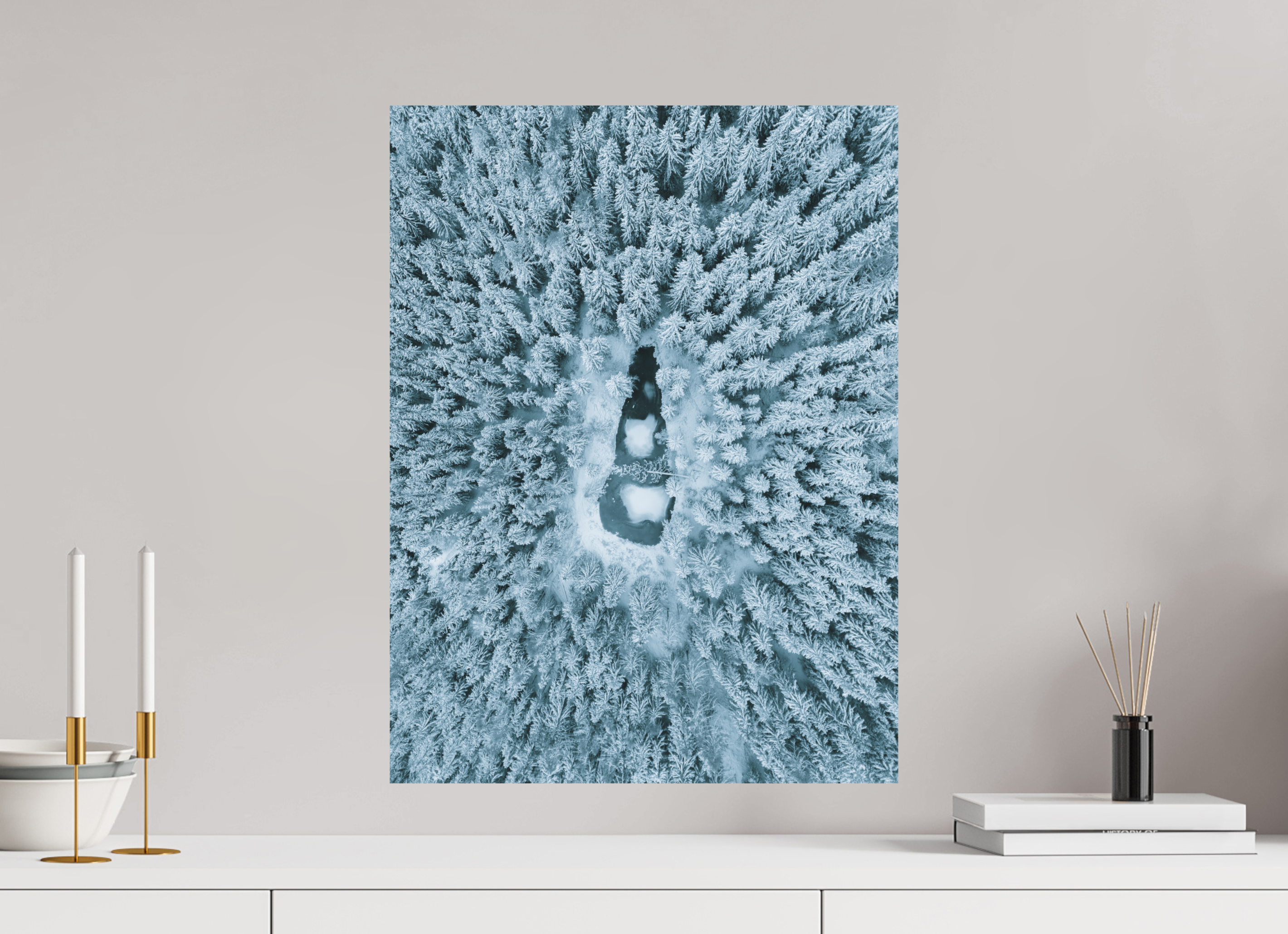 45 x 60 cm, Tirage Fine Art (Papier Mat) Lac Noir Enneigé – Trésor Caché des Bossons