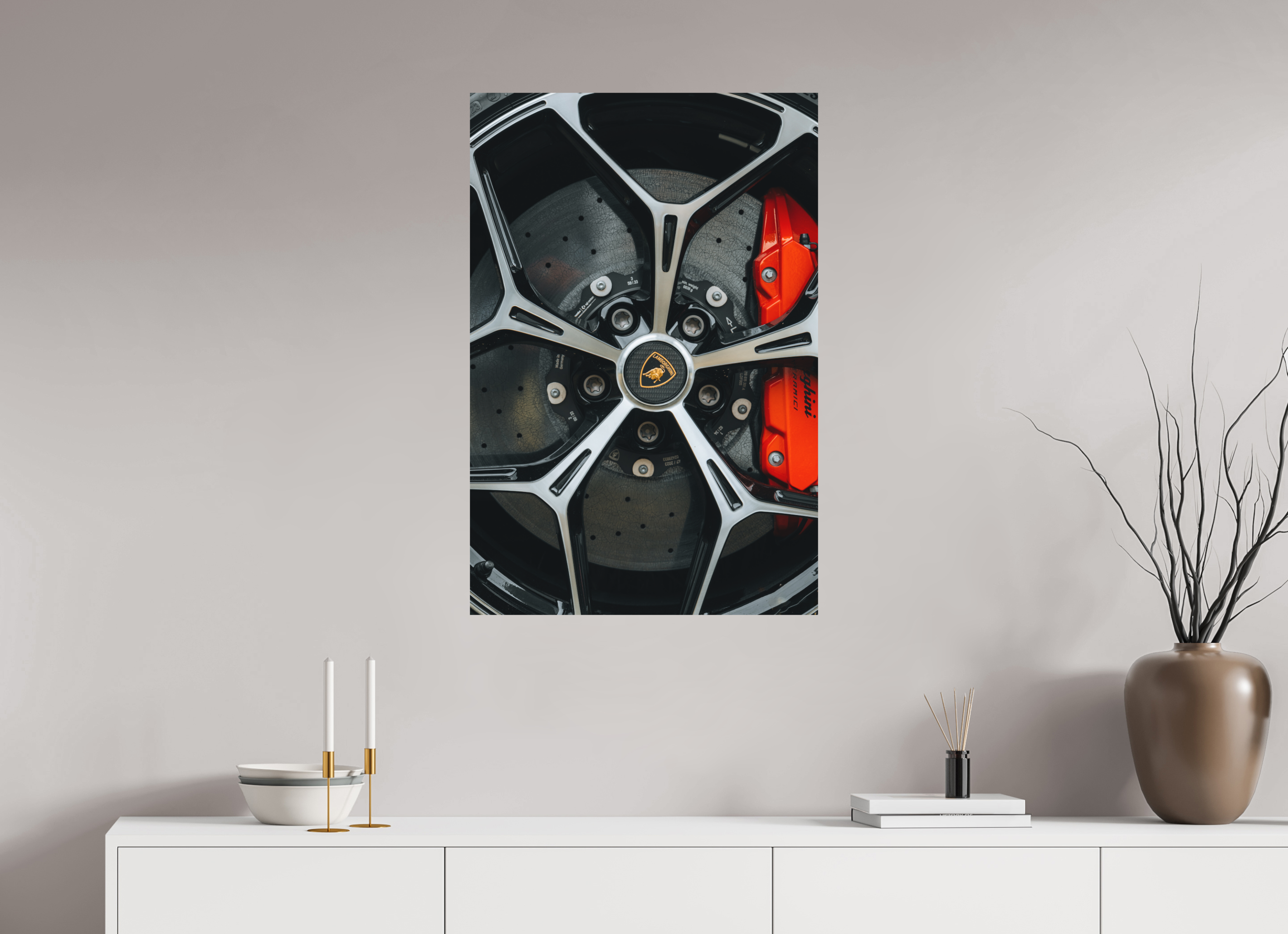 60 x 90 cm, Tirage Fine Art (Papier Mat) Lamborghini – Détail de jante