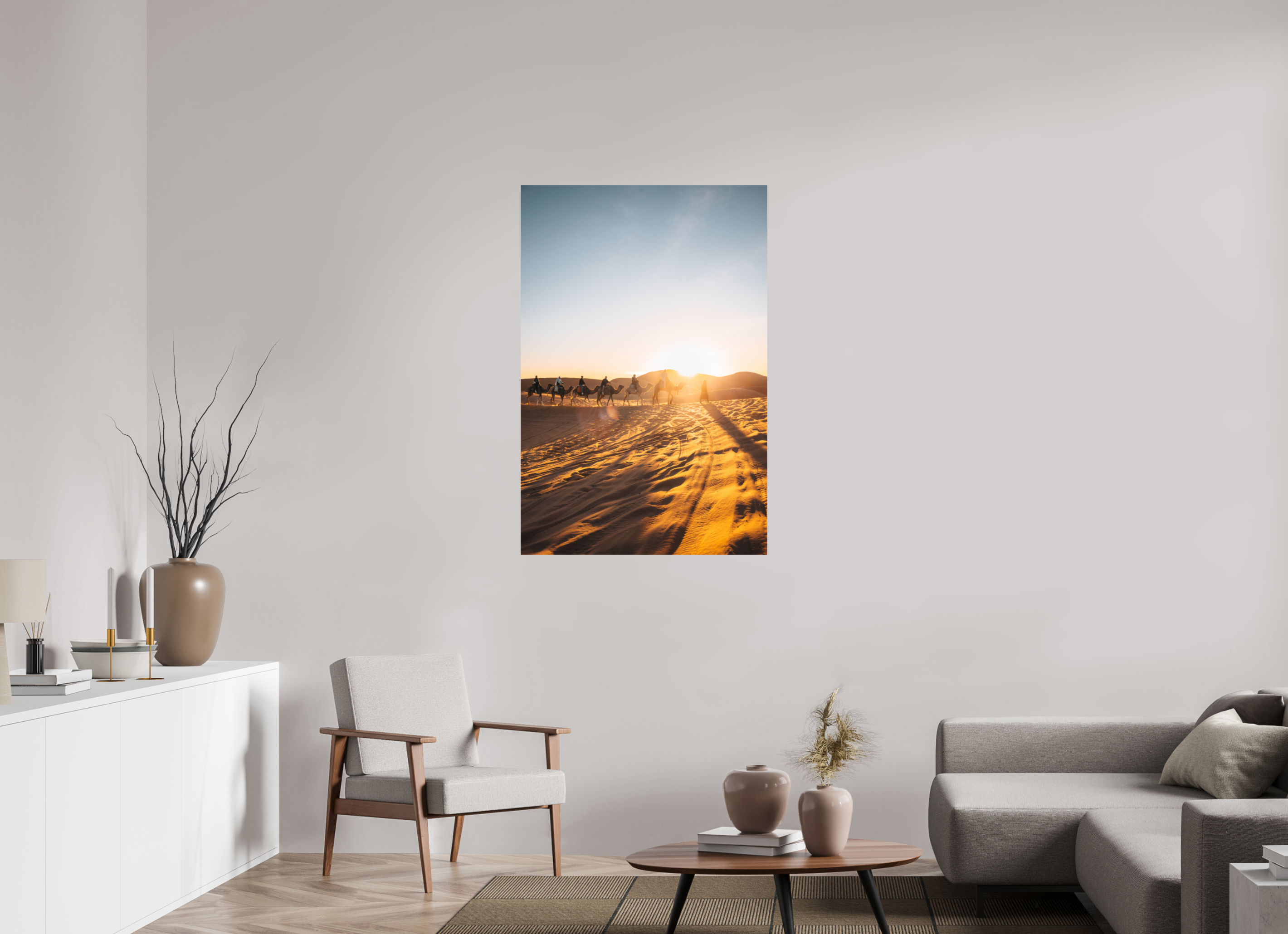80 x 120 cm, Tirage Fine Art Premium Caravane au lever du soleil – Sahara