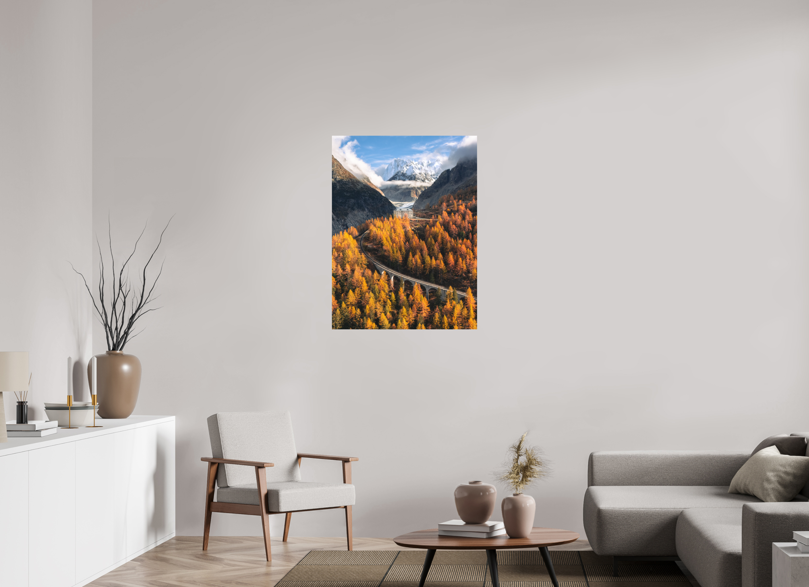 75 x 100 cm, Tirage Fine Art (Papier Mat) Train du Montenvers – Automne en Haute-Savoie