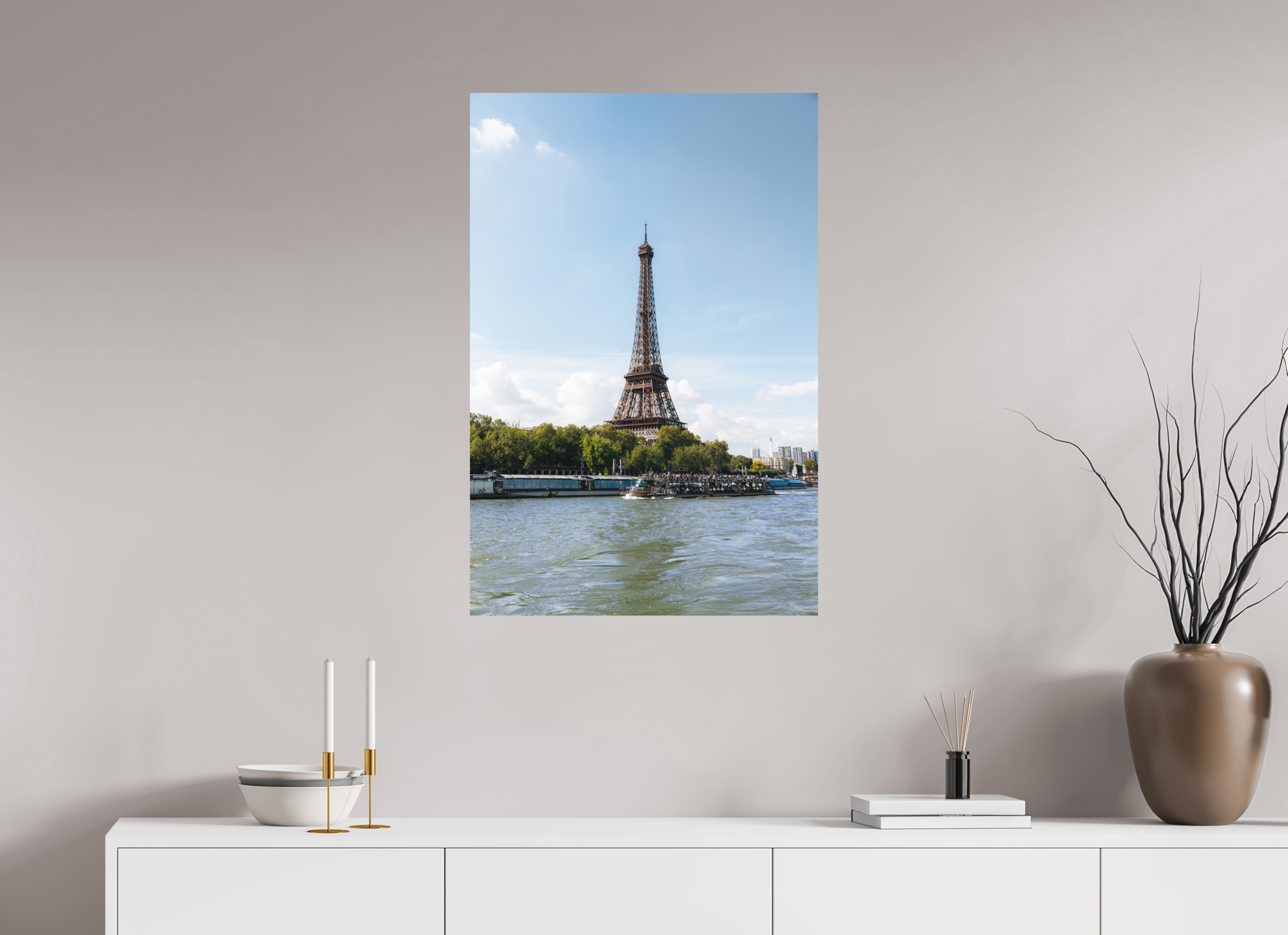60 x 90 cm, Tirage Fine Art Premium + Tour Eiffel – Reflets sur la Seine