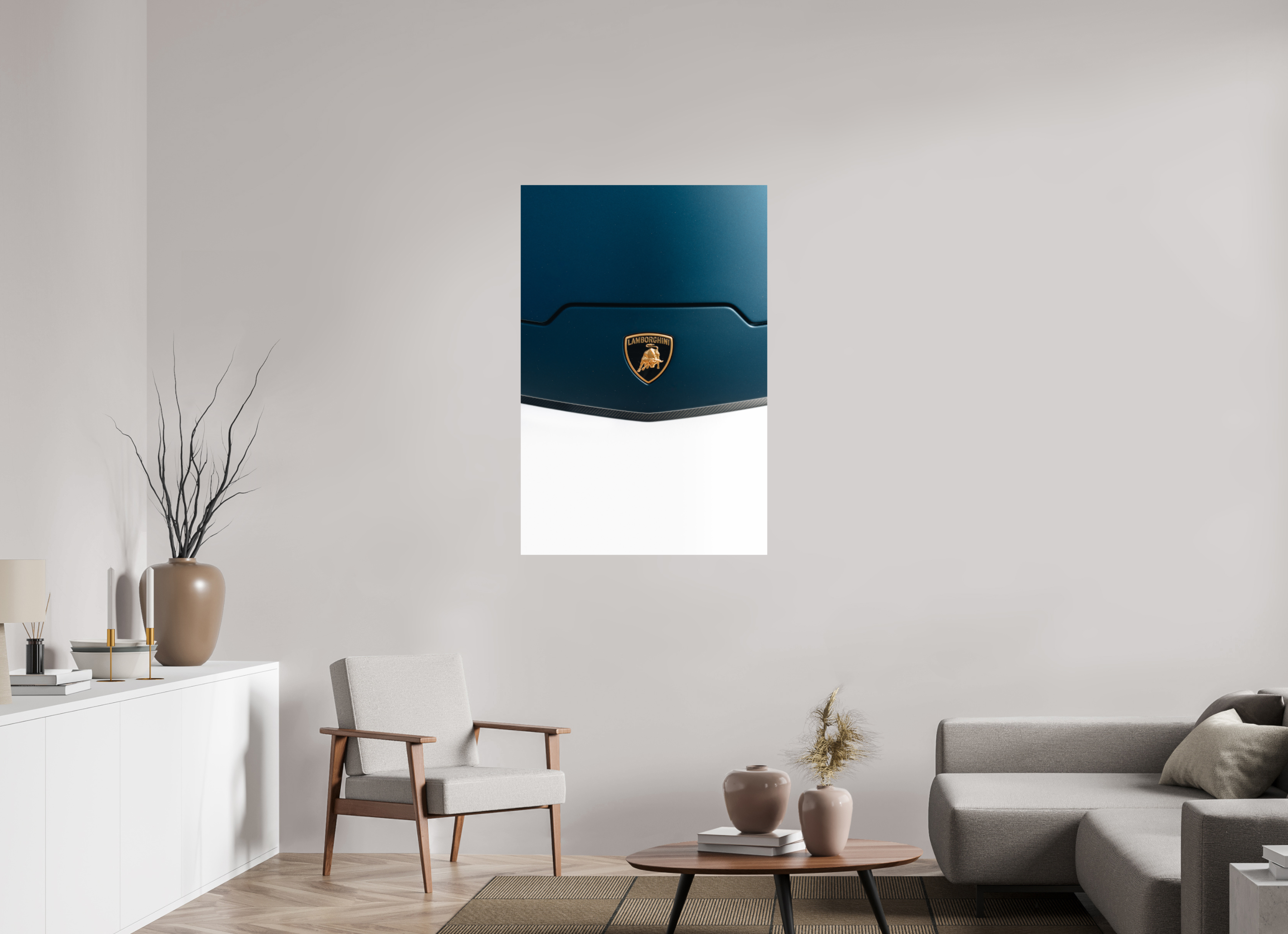 80 x 120 cm, Tirage Fine Art Premium Lamborghini Temerario – Élégance et puissance en bleu