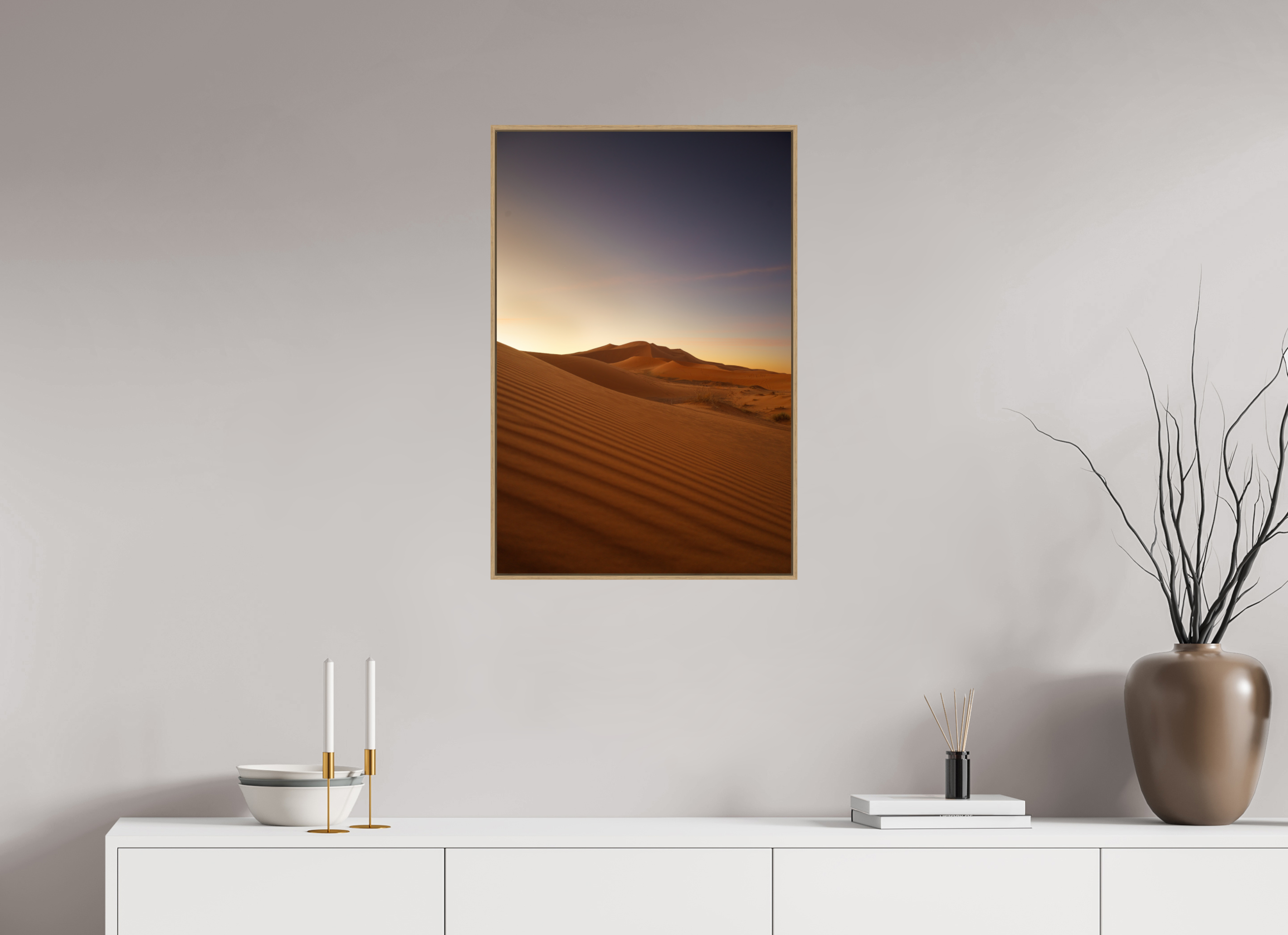 50 x 75 cm, Tirage sous Plexiglas encadré Dune au lever du soleil
