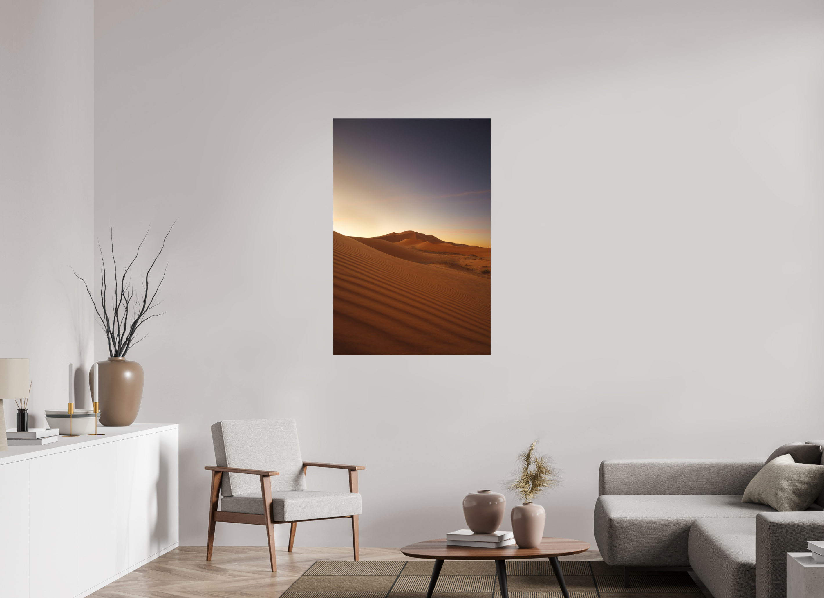 80 x 120 cm, Tirage Fine Art (Papier Mat) Dune au lever du soleil
