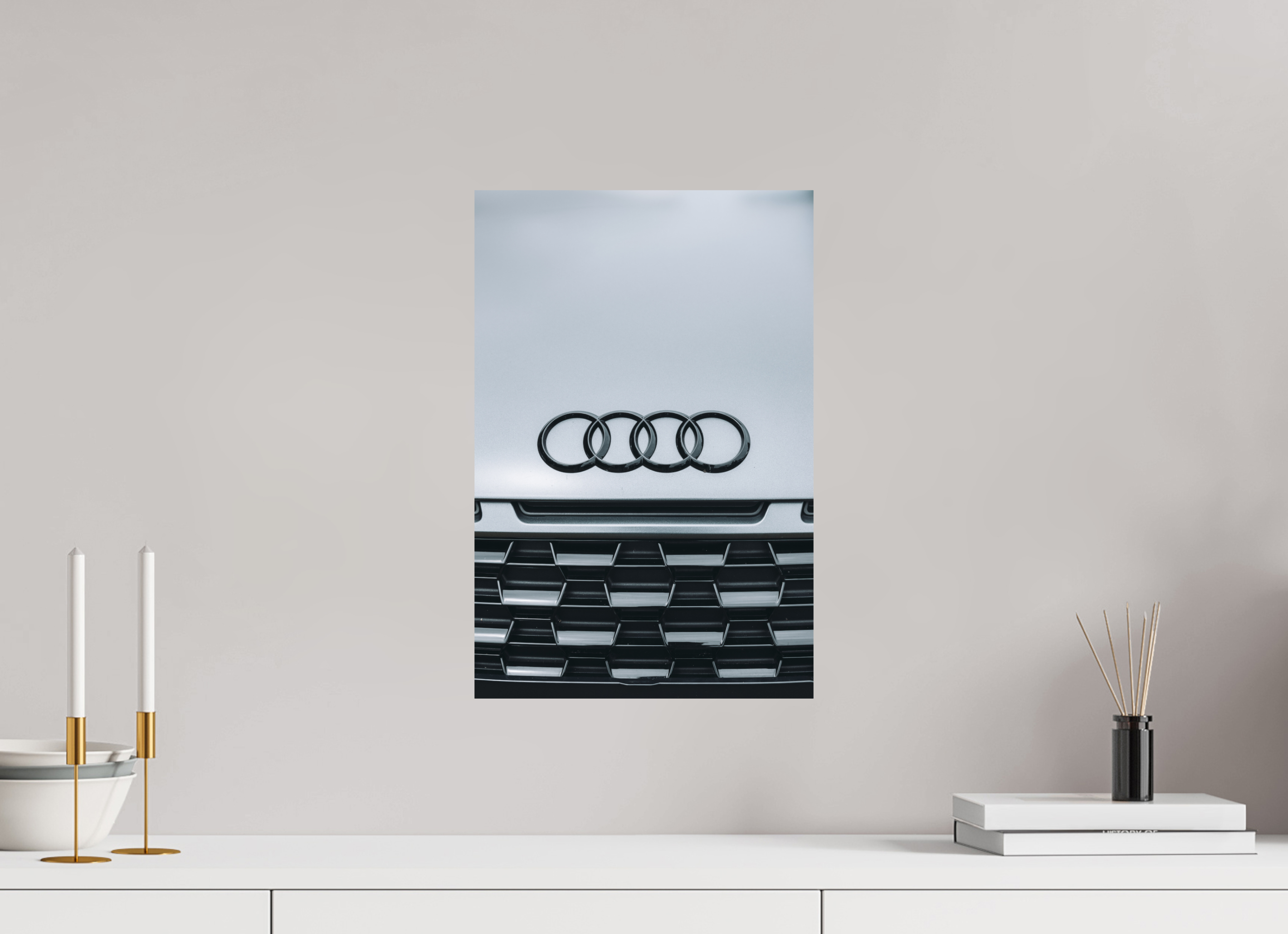 30 x 45 cm, Tirage Fine Art Premium Audi – Emblème en noir