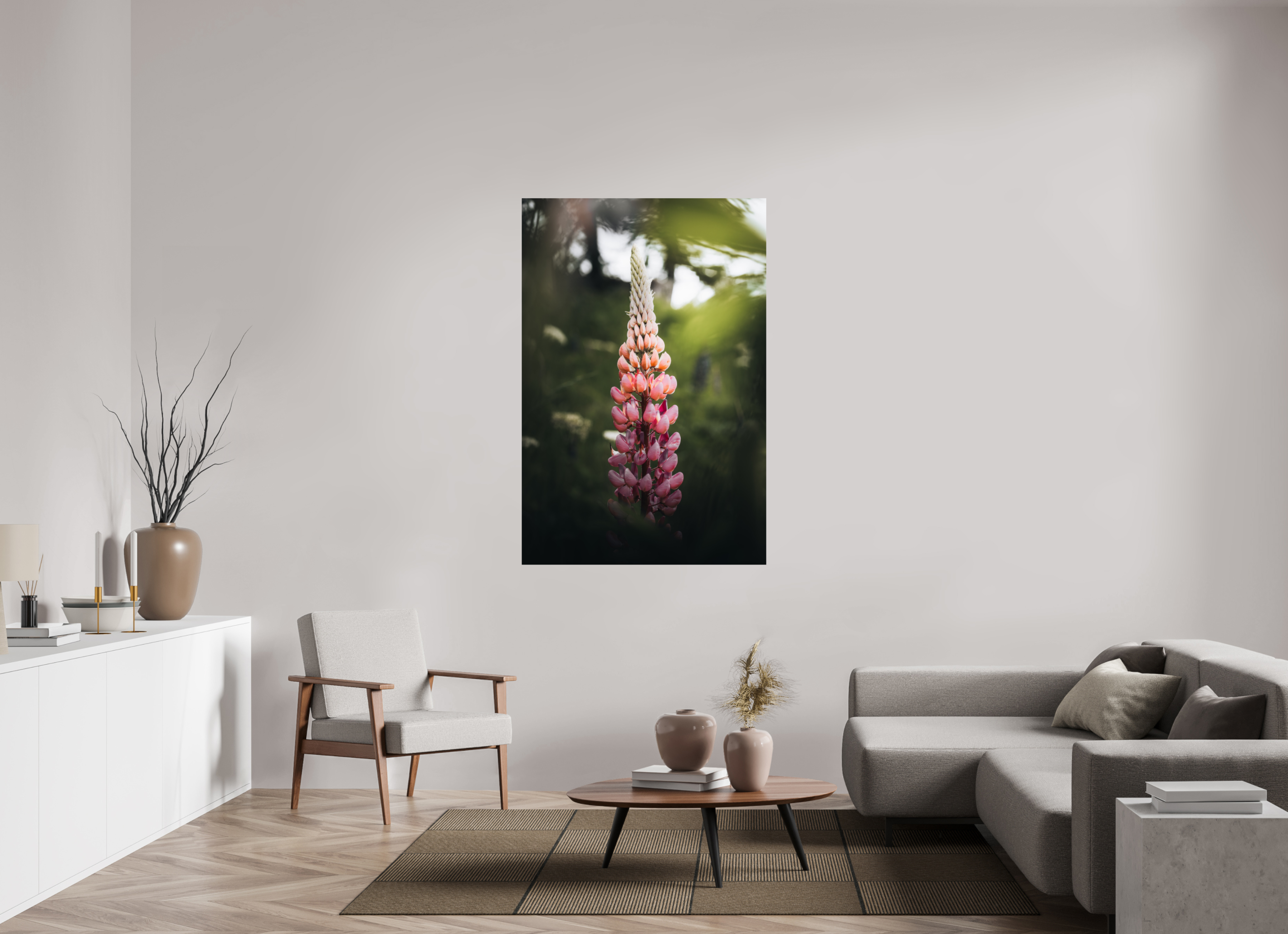 100 x 150 cm, Tirage Fine Art Premium Lupin rose au soleil du matin