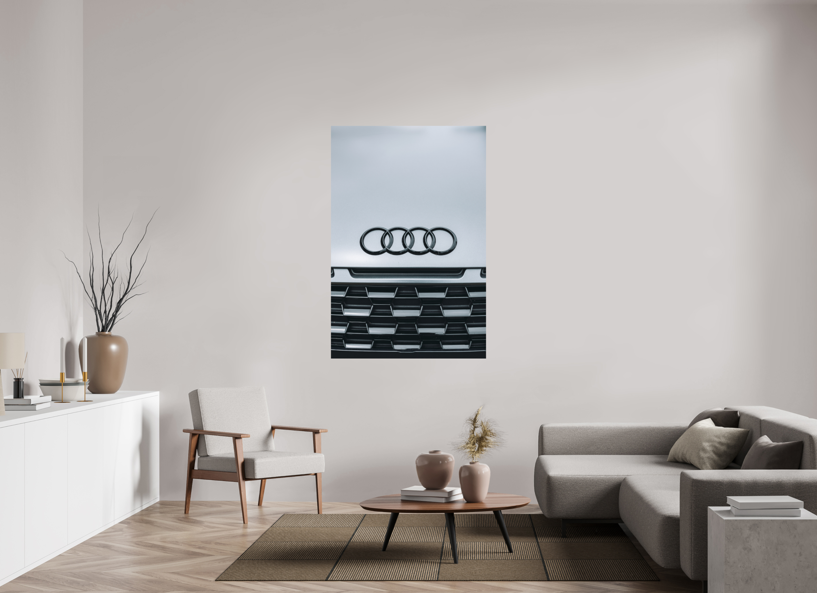 100 x 150 cm, Tirage Fine Art Premium Audi – Emblème en noir