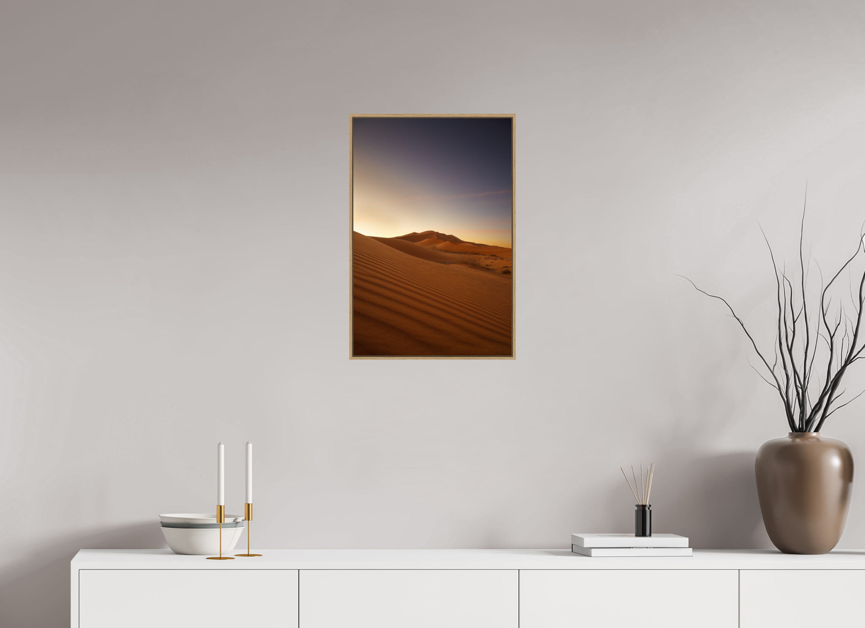 40 x 60 cm, Tirage sous Plexiglas encadré Dune au lever du soleil