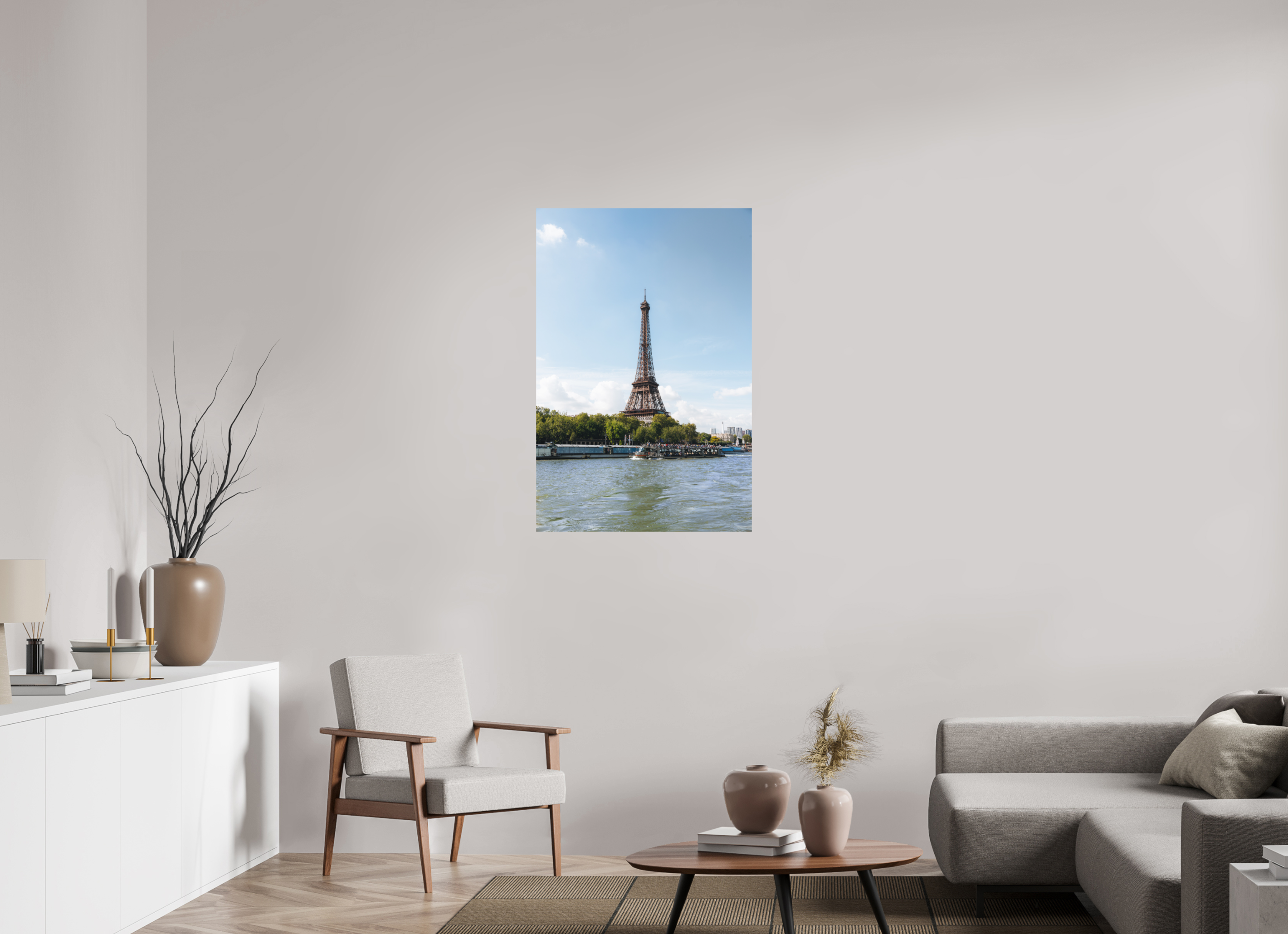 70 x 105 cm, Tirage Fine Art (Papier Mat) Tour Eiffel – Reflets sur la Seine