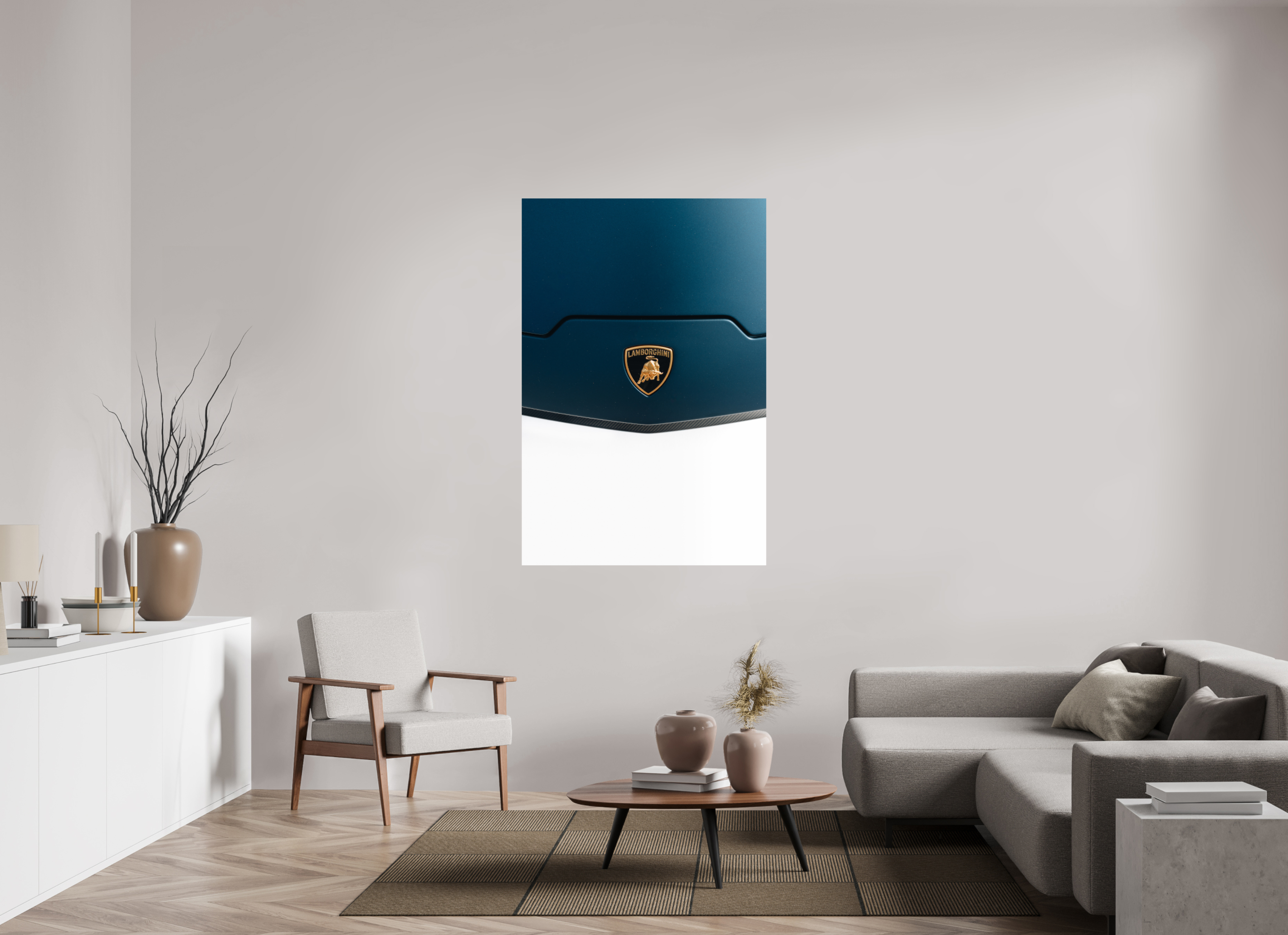 100 x 150 cm, Tirage Fine Art Premium Lamborghini Temerario – Élégance et puissance en bleu