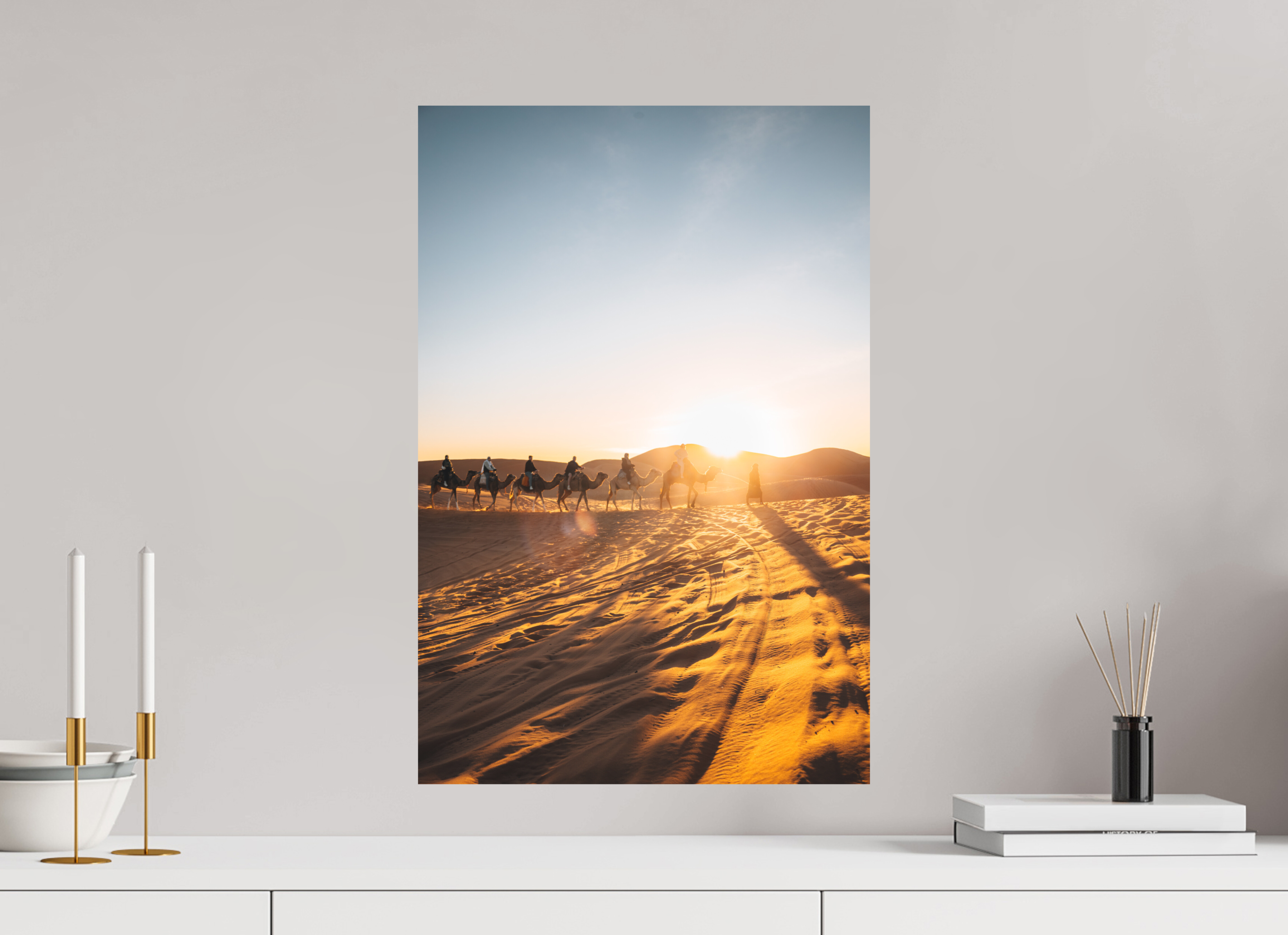 40 x 60 cm, Tirage Fine Art Premium + Caravane au lever du soleil – Sahara