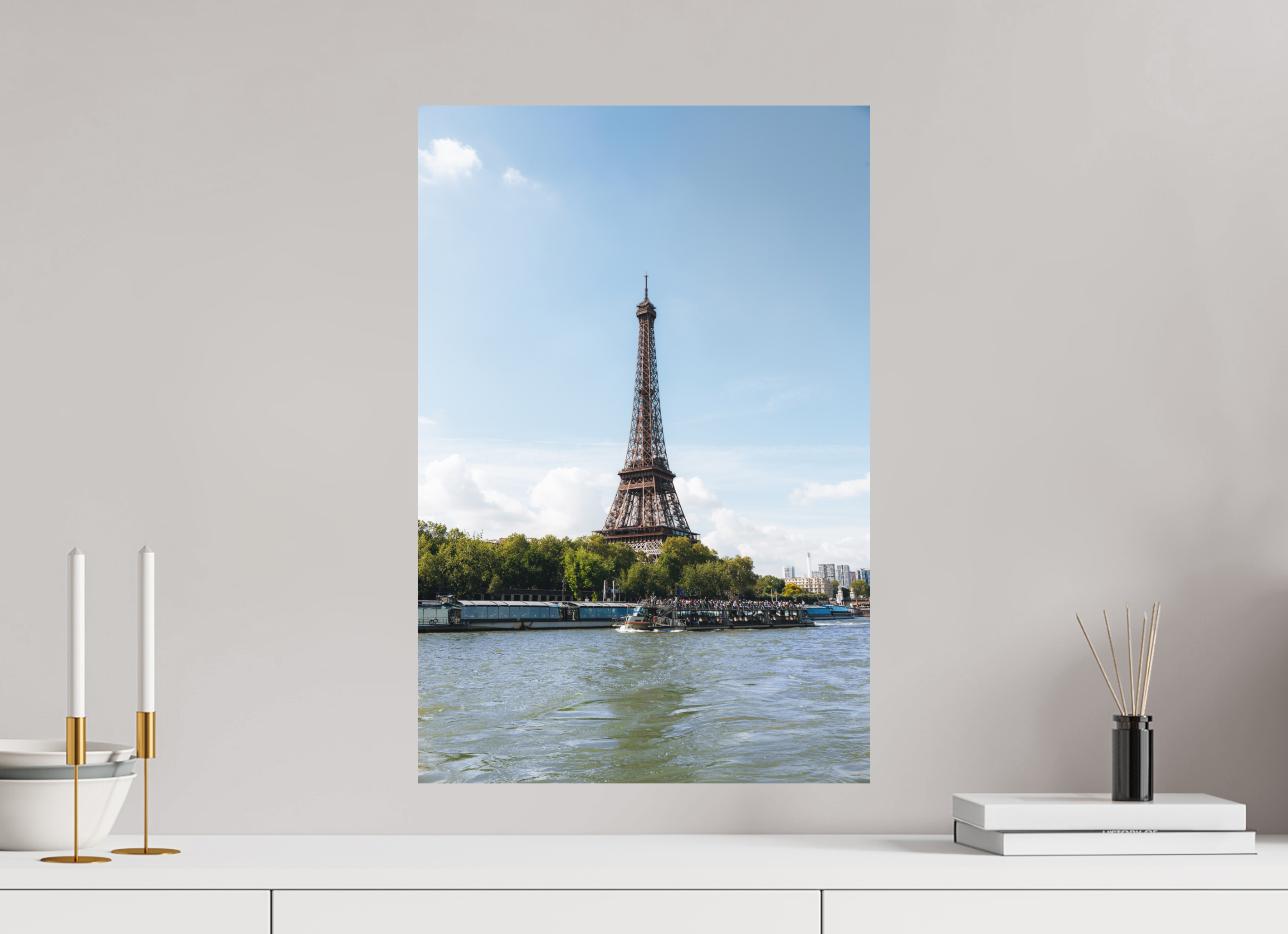 40 x 60 cm, Tirage Fine Art Premium + Tour Eiffel – Reflets sur la Seine