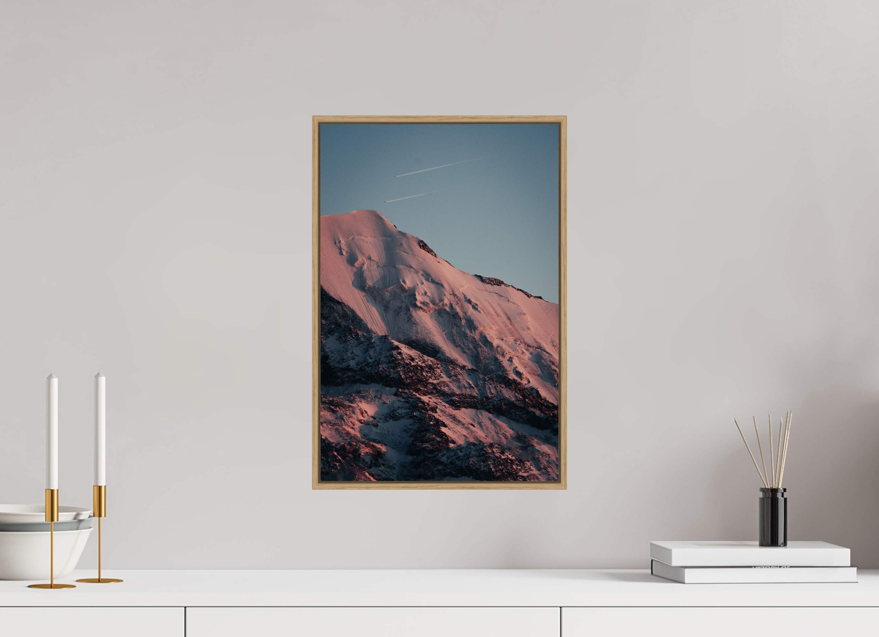 30 x 45 cm, Tirage sous Plexiglas encadré Versant du Dôme du Goûter au crépuscule